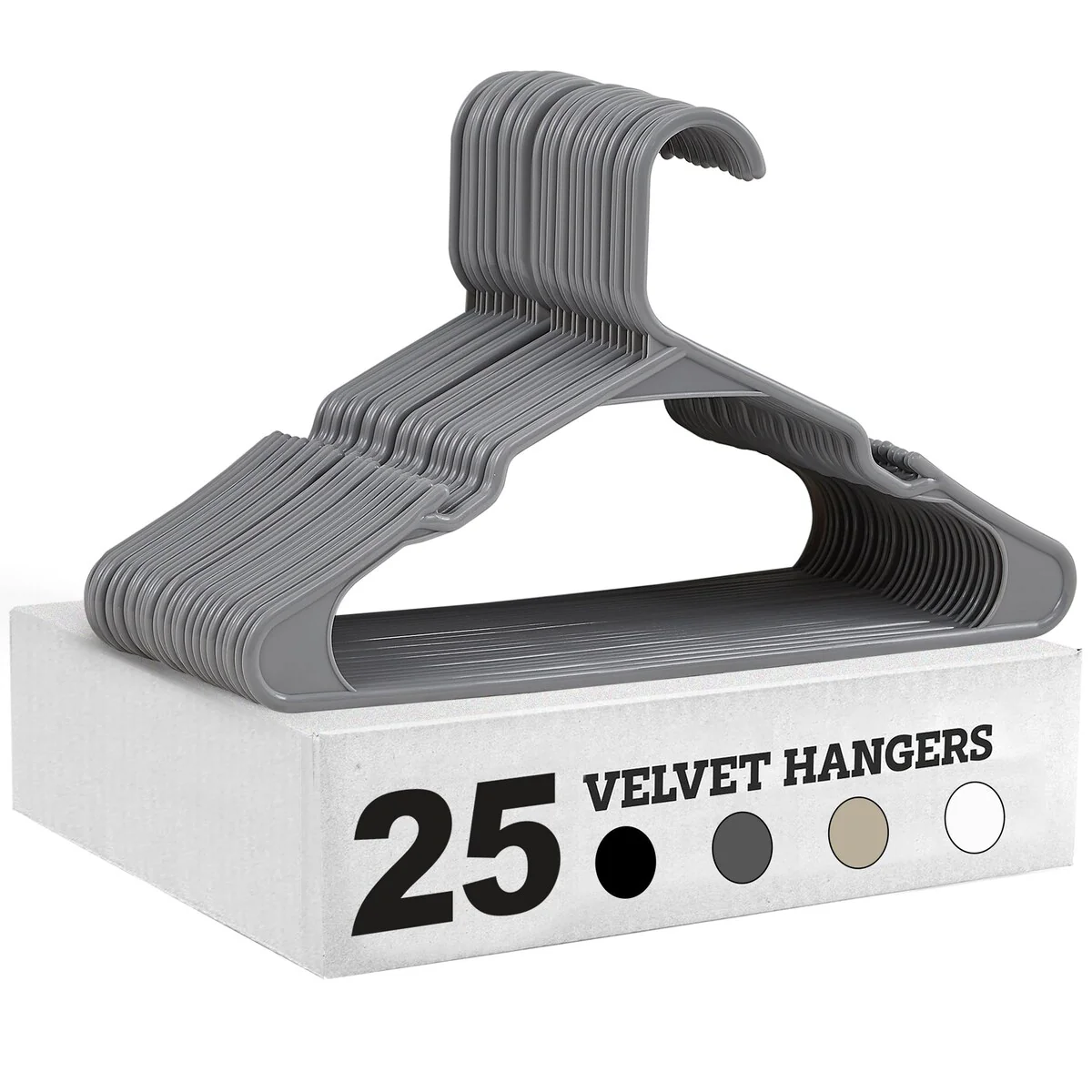 Javlergo 25/50 Pack Plastic Hanger, Space Saving, Sturdy Heavy Duty Clothing Notched Hangers