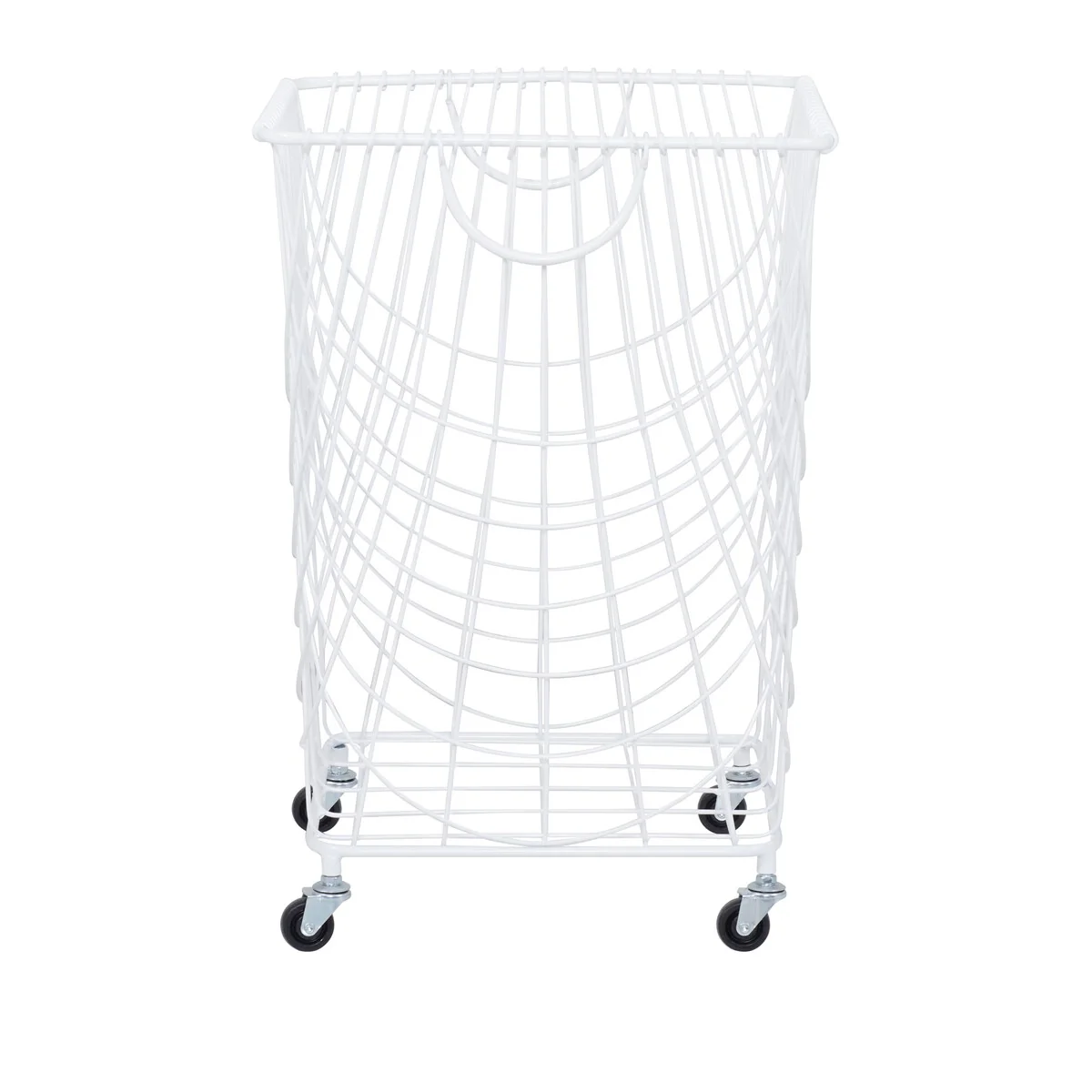 Metal Deep Set Wire Mesh Rolling Laundry Basket Storage Cart with Handles - Black, Gold, White - CosmoLiving by Cosmopolitan