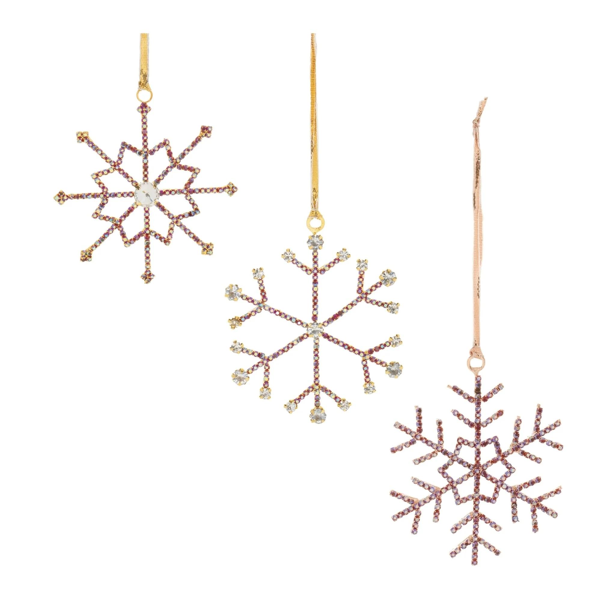 Jeweled Metal Snowflake Christmas Ornaments - 3.5