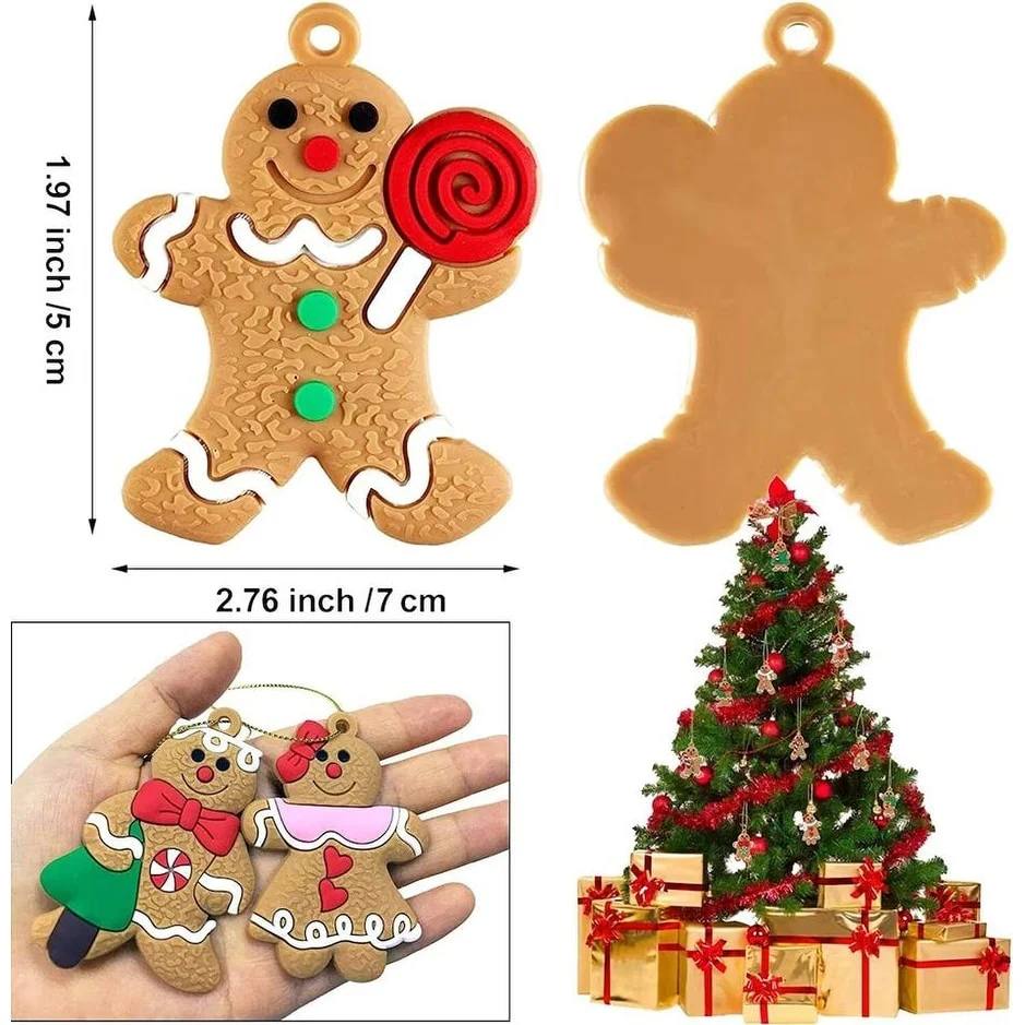 12 Pcs Gingerbread Man Christmas Tree Hanging Ornaments