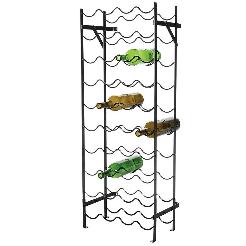 Black Metal 40-Bottle Wine Rack with Wall Anchors - 15W x 8D x 39.5H inches