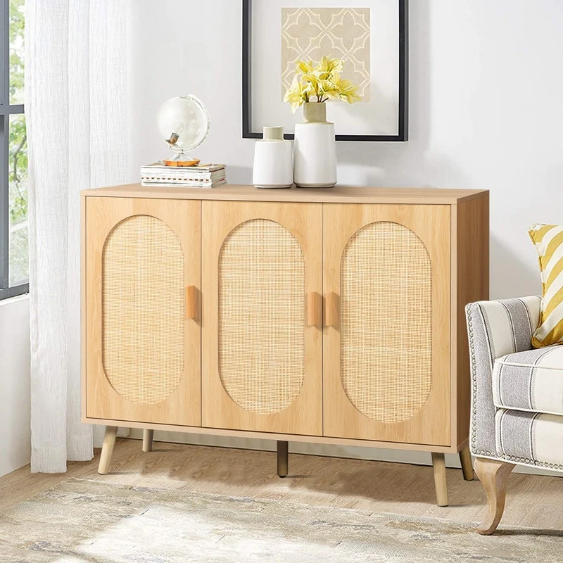 Shoe Cabinet with Double Doors Wooden Floor Bathroom Storage Cabinet