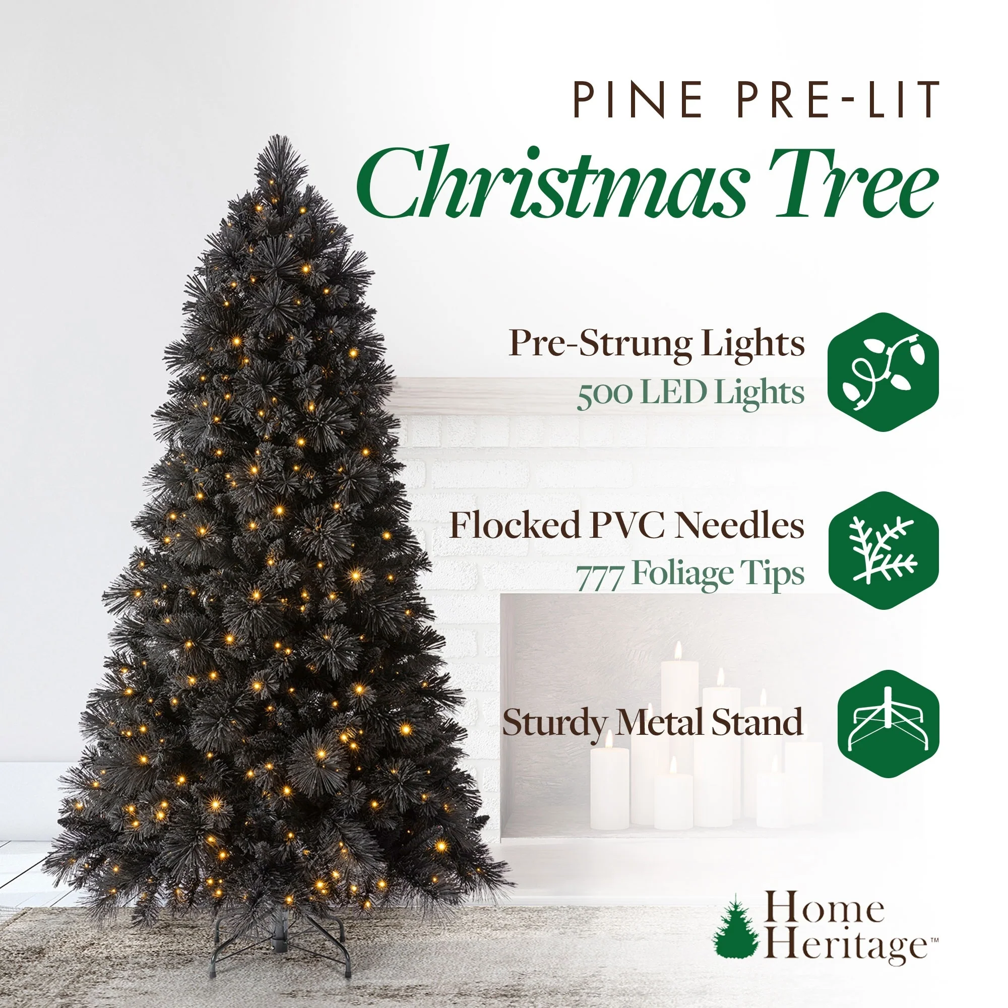 Home Heritage Rotating Tree Stand Base w/Snowdrift 6.5' Pine Christmas Tree - 12.18
