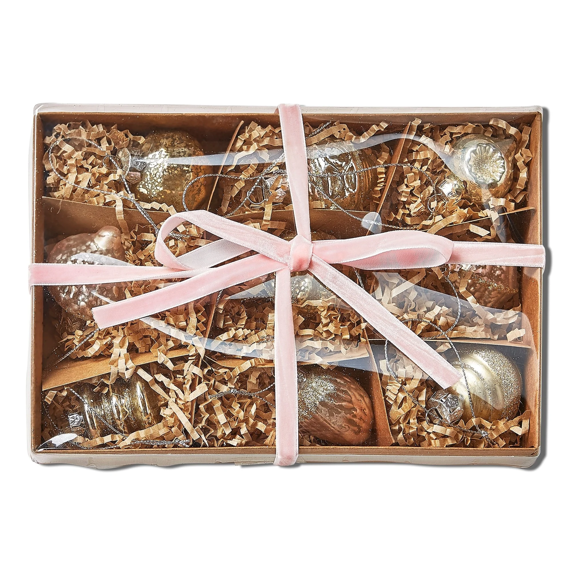 Vintage Ornaments Box Set Of 9 W/Rib