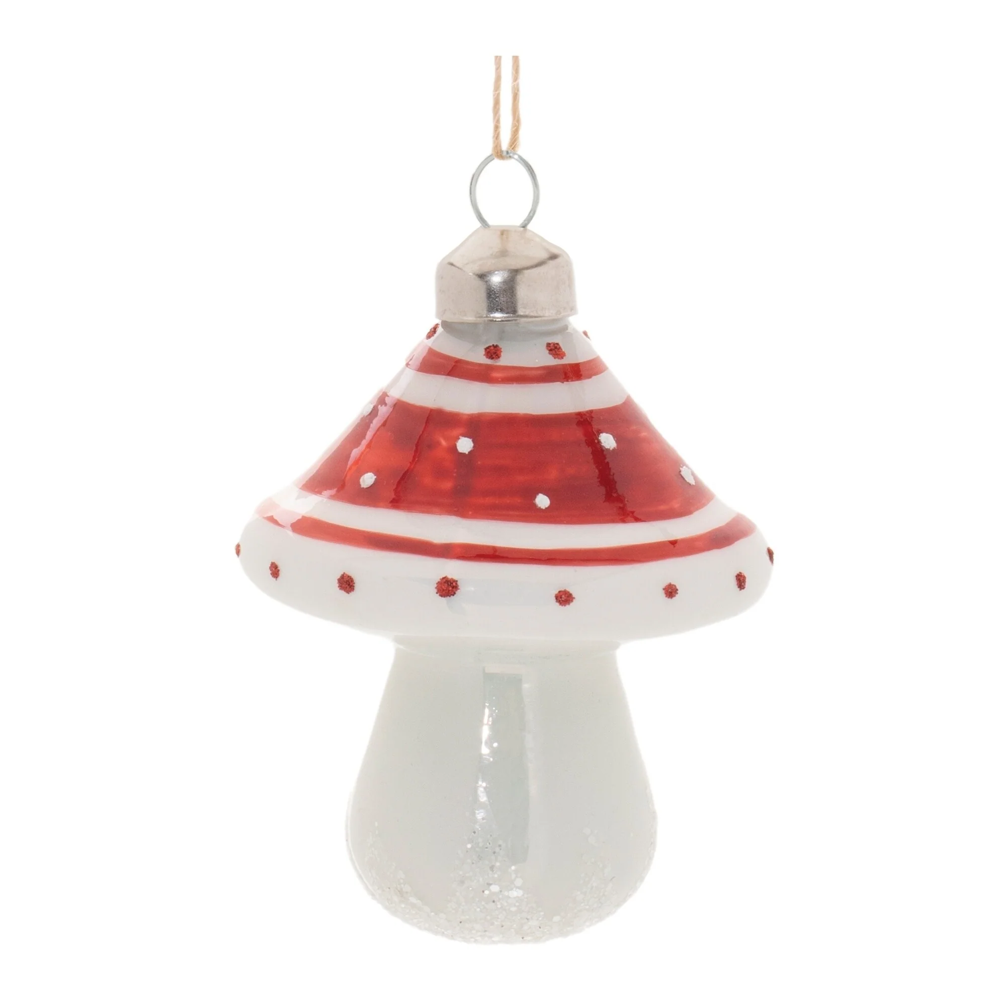 Glittered Mushroom Glass Christmas Ornaments - 3