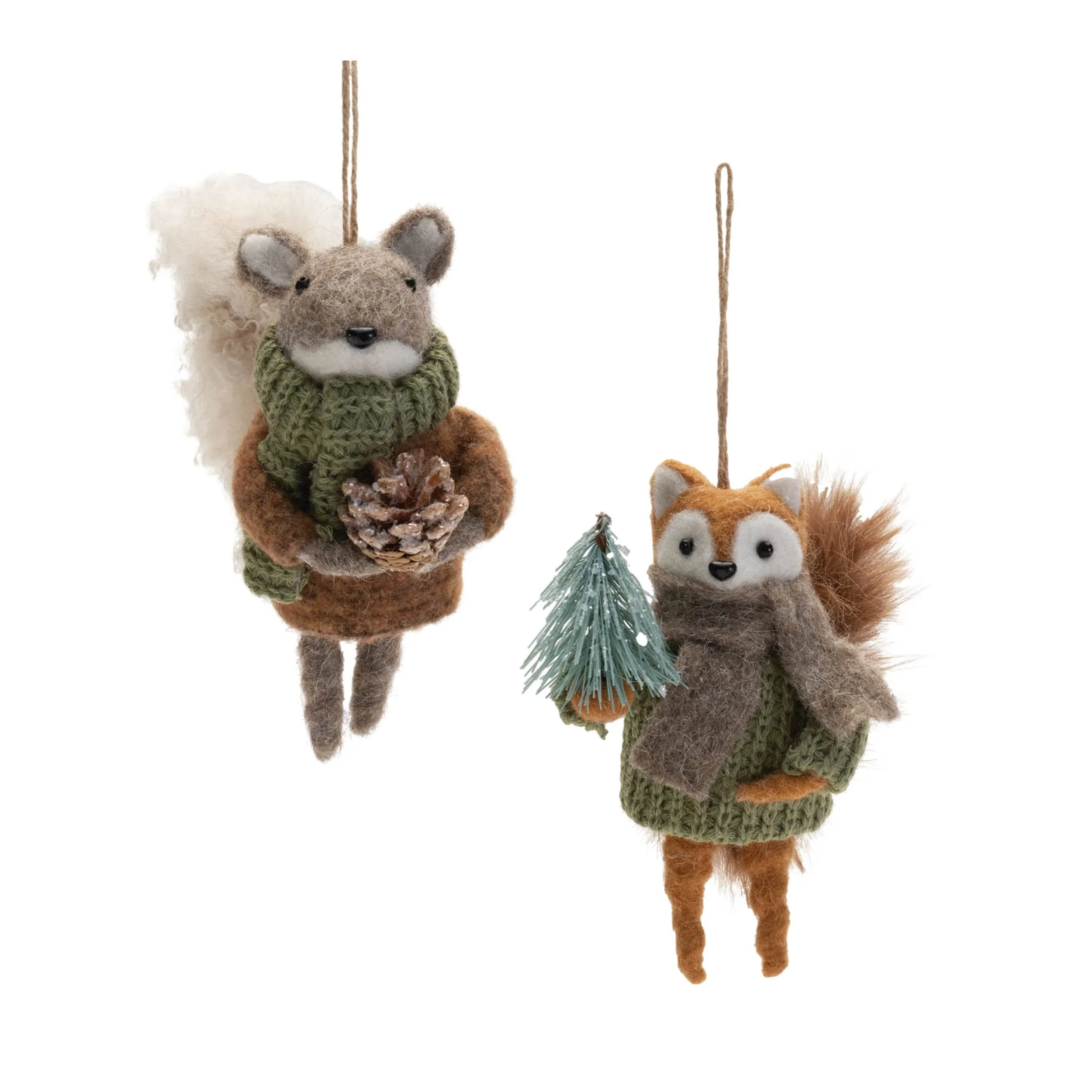 Set of 12 Felt Ornaments with Sweaters and Scarves - 4” x 2.25” x 5.75”