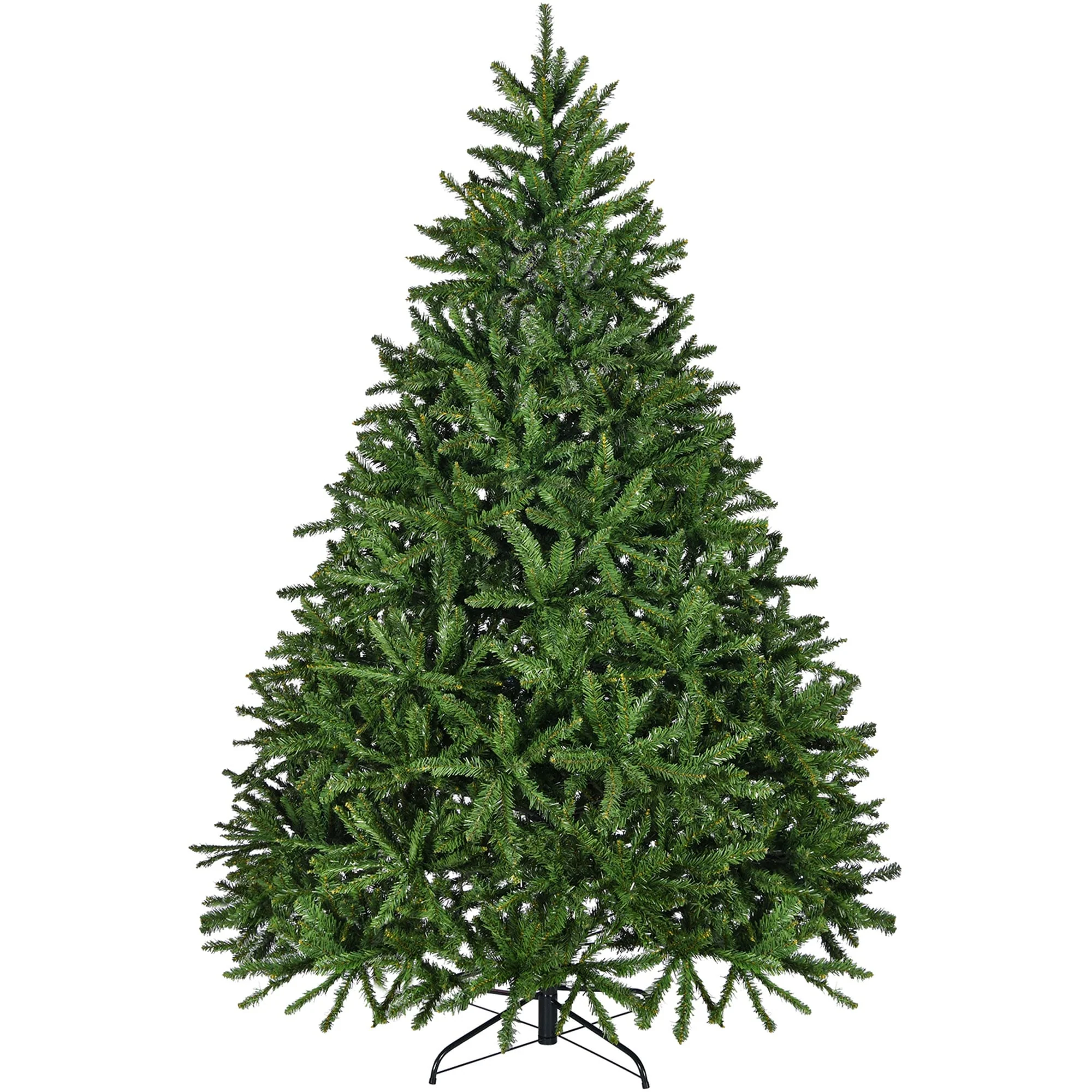 Realistic 7ft Unlit Christmas Tree with Hinged Branches and Metal Stand