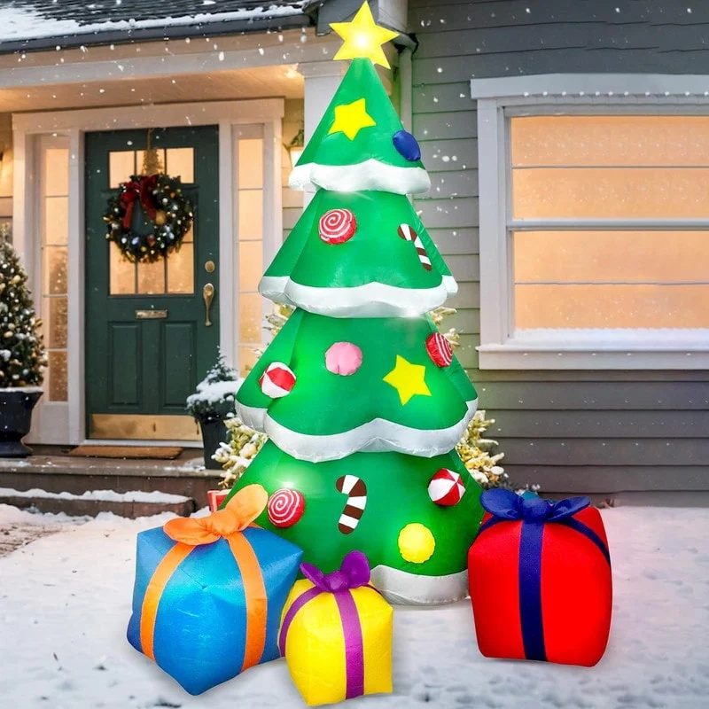 Joyfy 7ft Christmas Tree Inflatable with LED-lit Gift Boxes for Indoor/Outdoor Décor