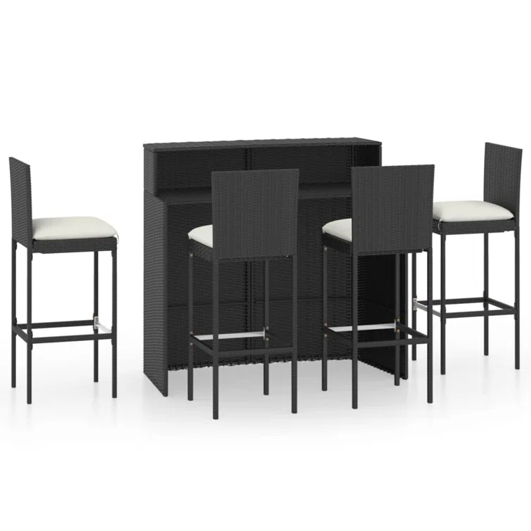 Patio Bar Table and Stools Set with Cushions