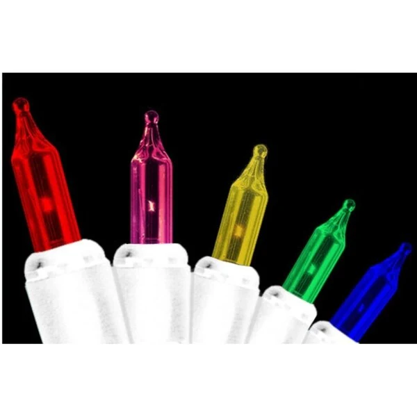 Set of 50 Shimmering Multi Mini Christmas Lights - White Wire