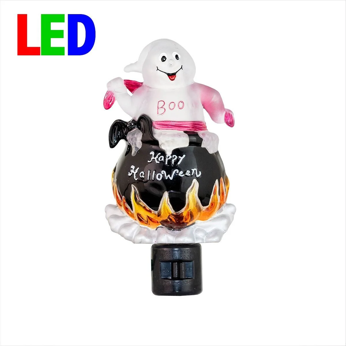 Novelty Lights LED Ghost in Gauldron Halloween Night Light with Swivel Plug