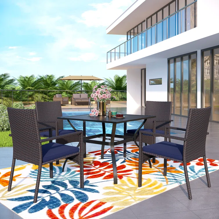 Alyah 4 - Person Square Outdoor Dining Set with Cushions
