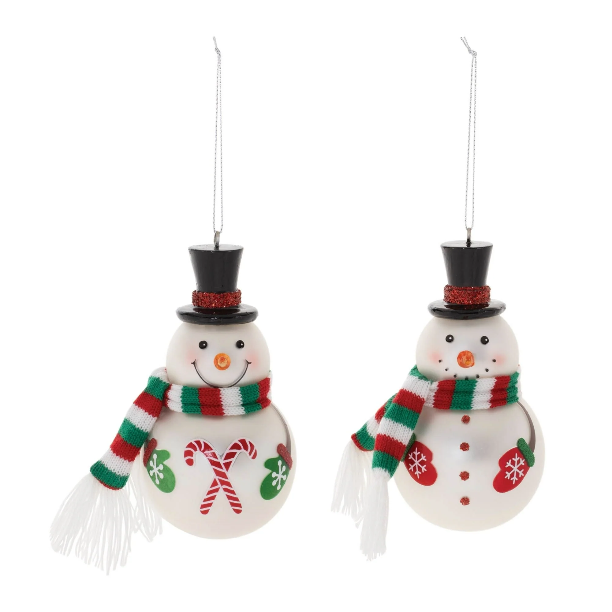 Frosted Glass Snowman Christmas Ornaments - 4.5