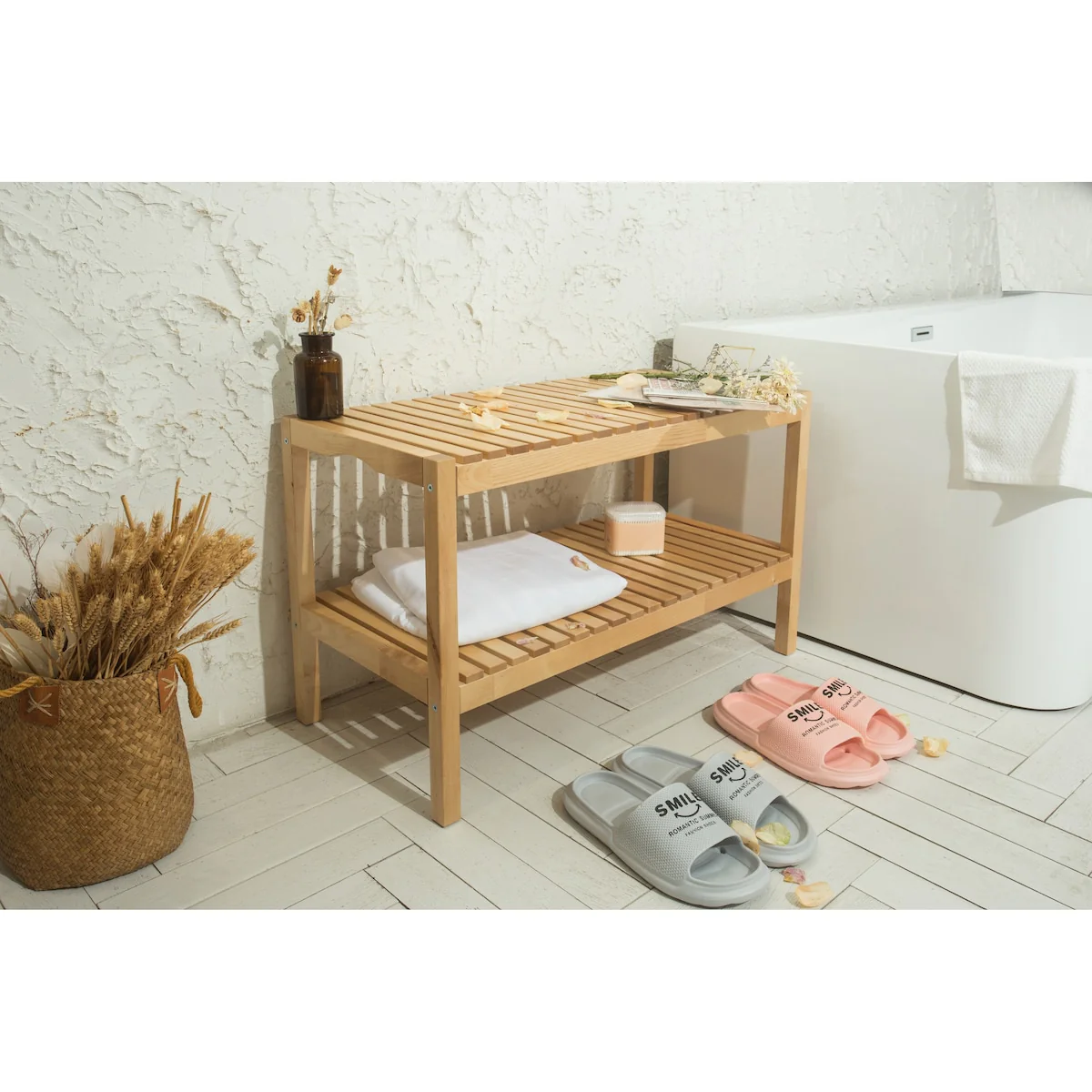 Shoe bench-Birch, 3 Tier Sturdy Shoe Bench, Storage Shoe Organizer, Holds up to 300lbs for Entryway Bedroom Living Room