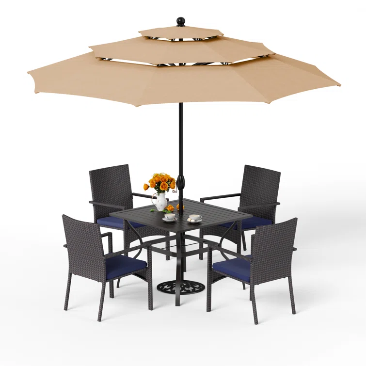 Alyah 4 - Person Square Outdoor Dining Set with Cushions