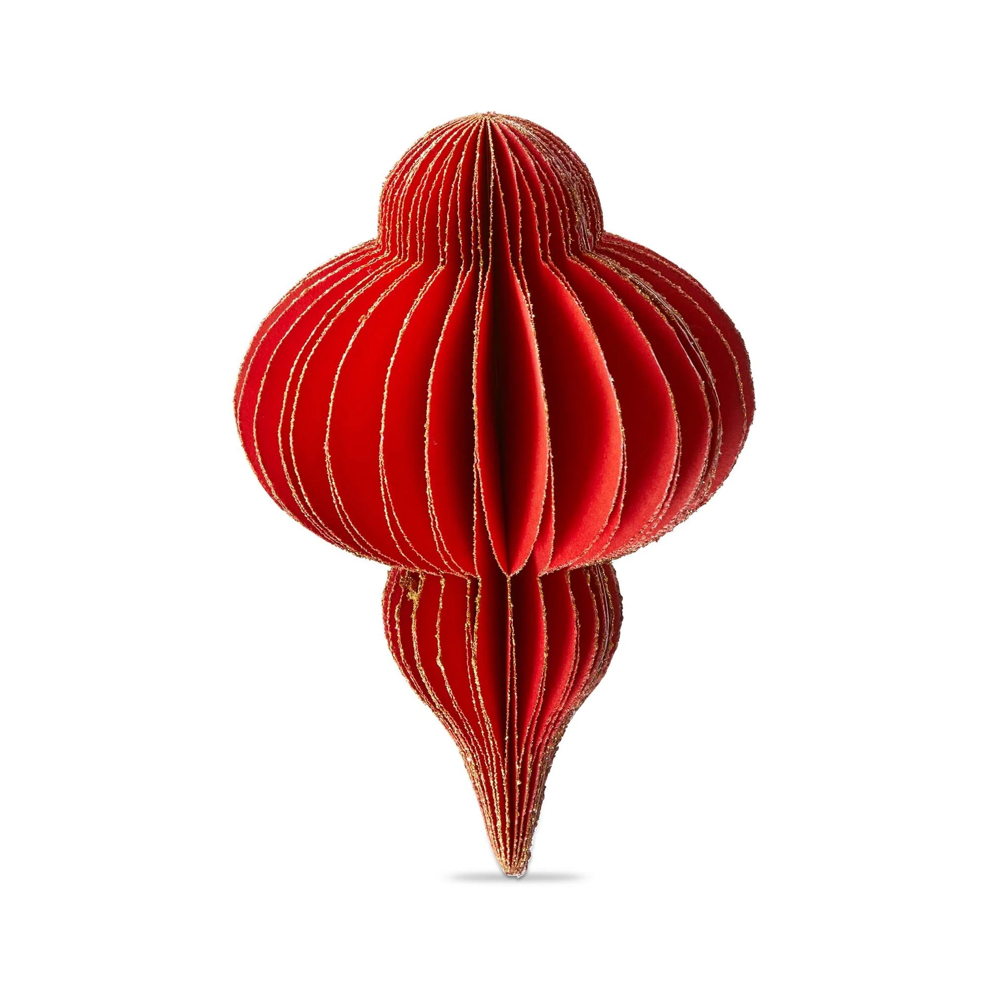 Glimmer Paper Finial Decor Wide Red