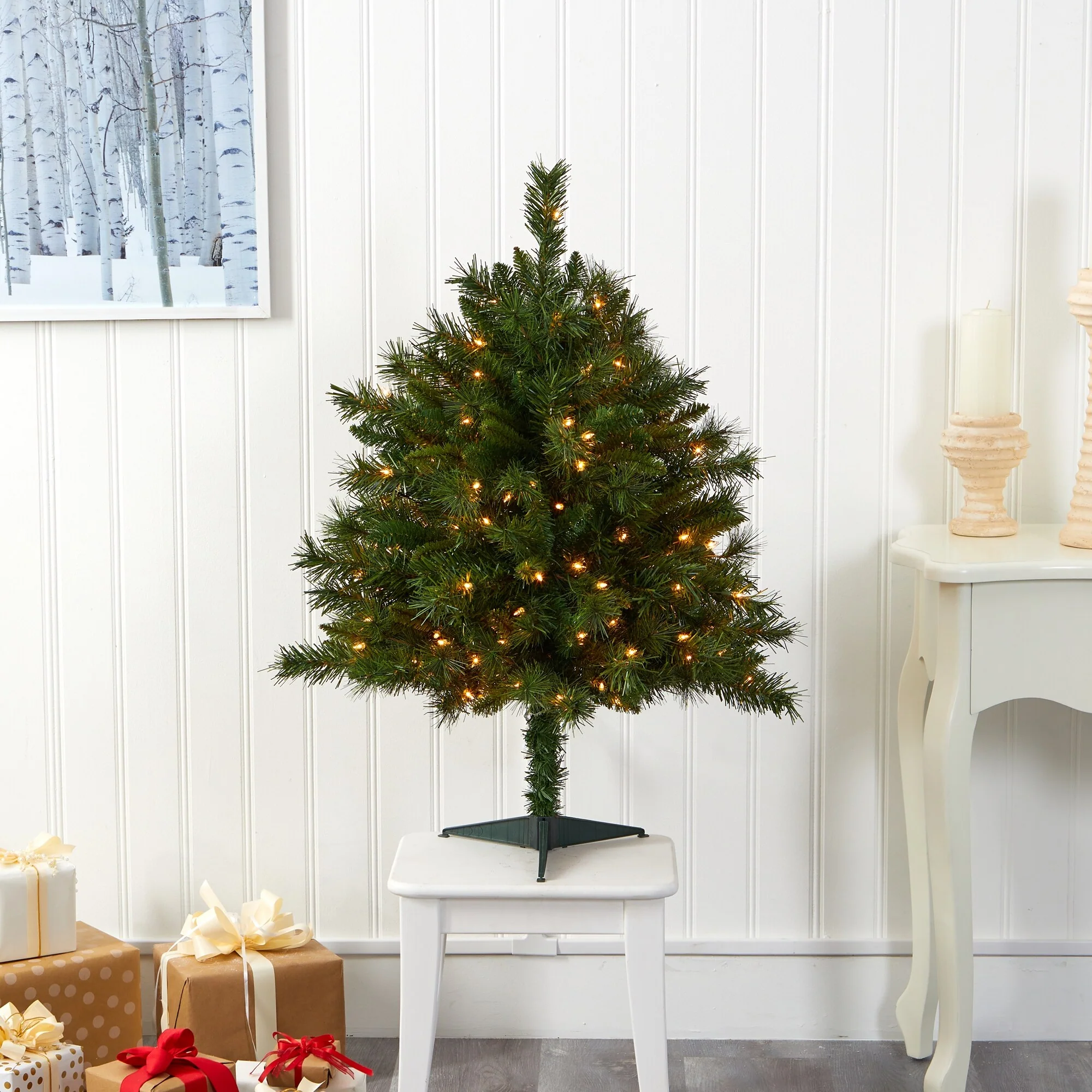 3’ Pre-lit Wyoming Pine Artificial Christmas Tree, Clear LED Lights - 3 Foot