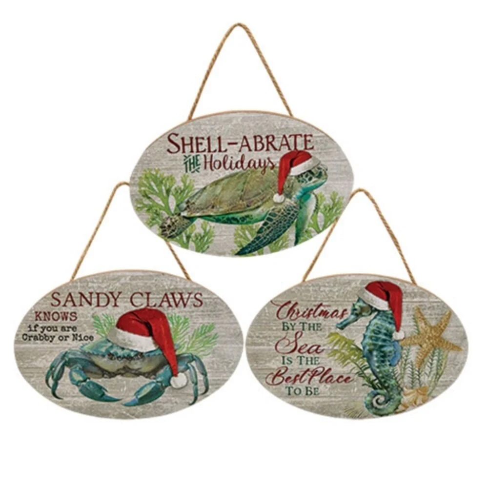 Christmas by the Sea Wooden Ornament - 3 Asstd.