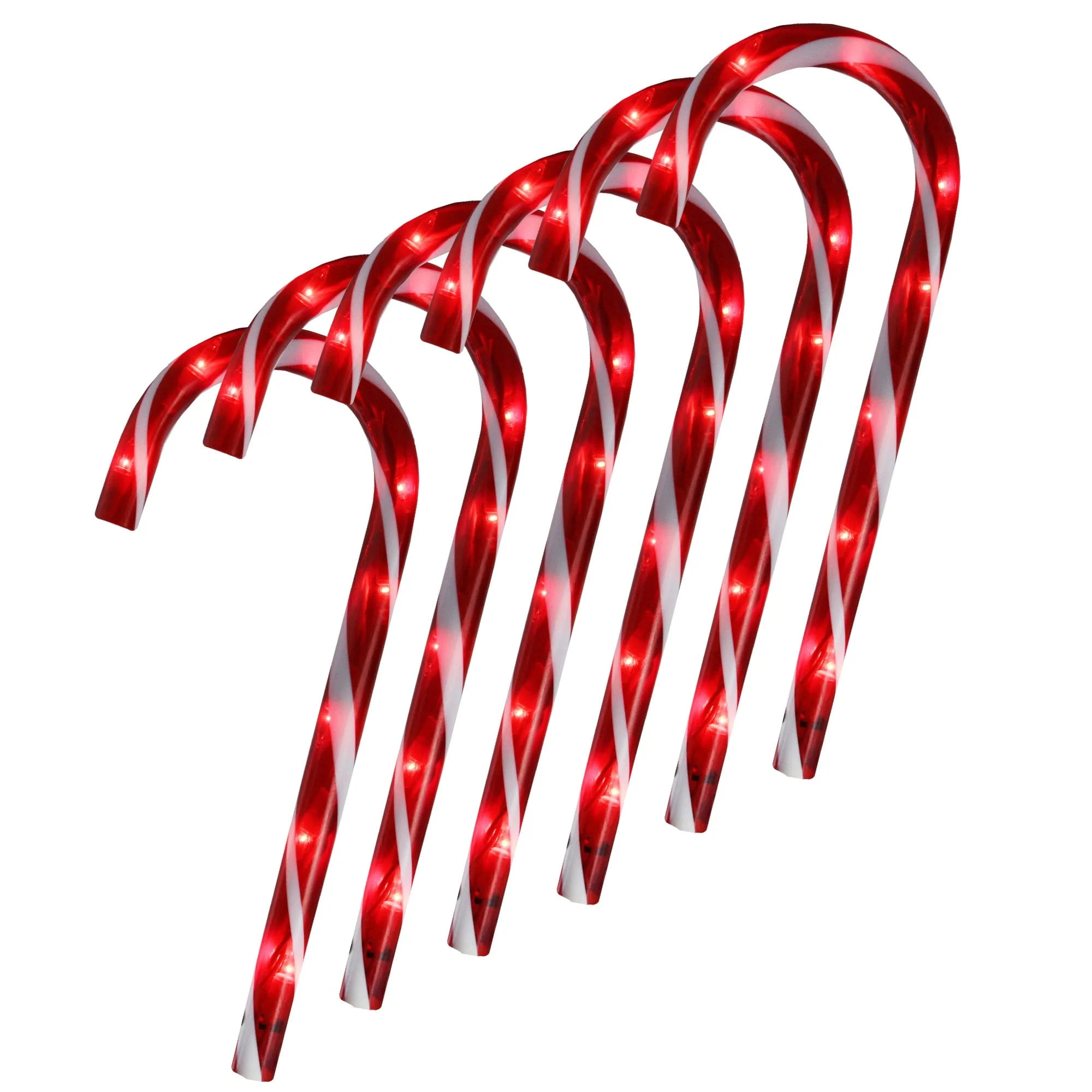 6 Red White Blinking Cy Cane Outdoor Christmas Pathway Markers 12