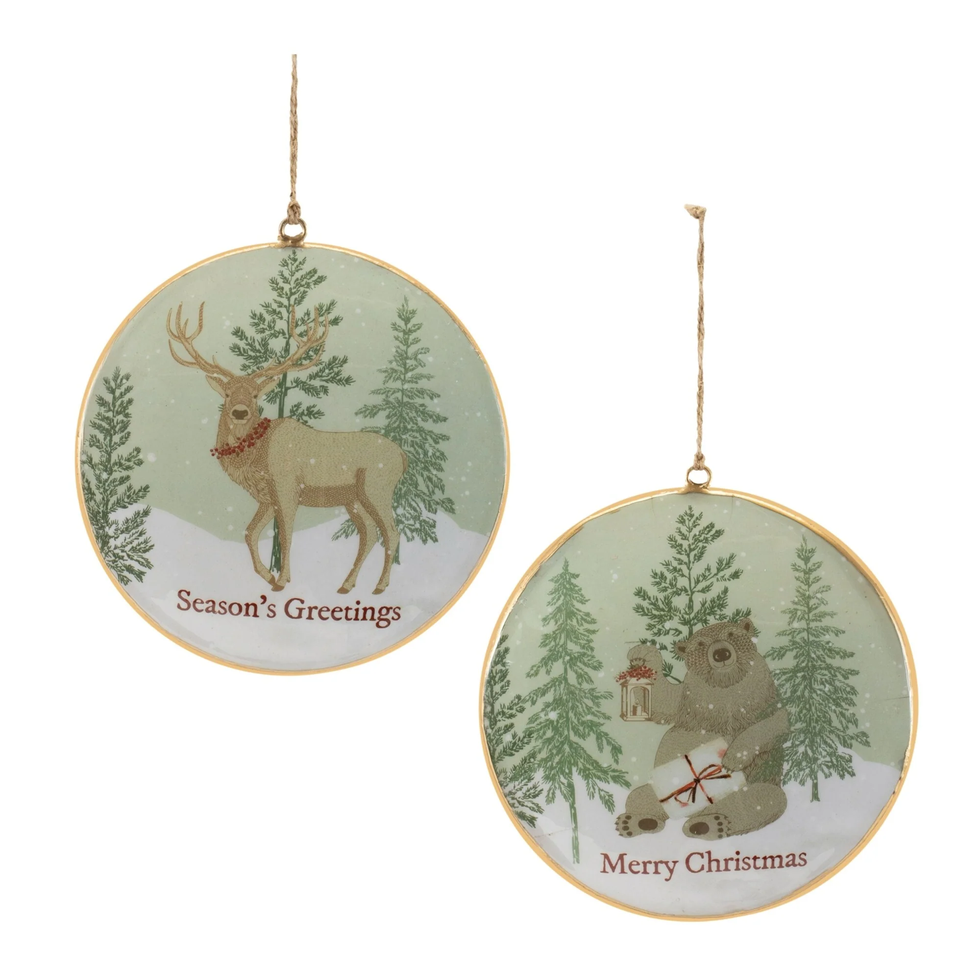 Forest Animal Christmas Disc Ornaments - 5.75