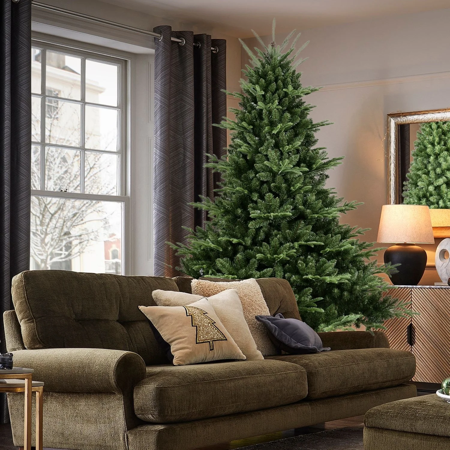 8/9ft Realistic Christmas Tree, Premium PE & PVC Hinged Spruce with Foldable Metal Stand, Perfect for Holiday Decor