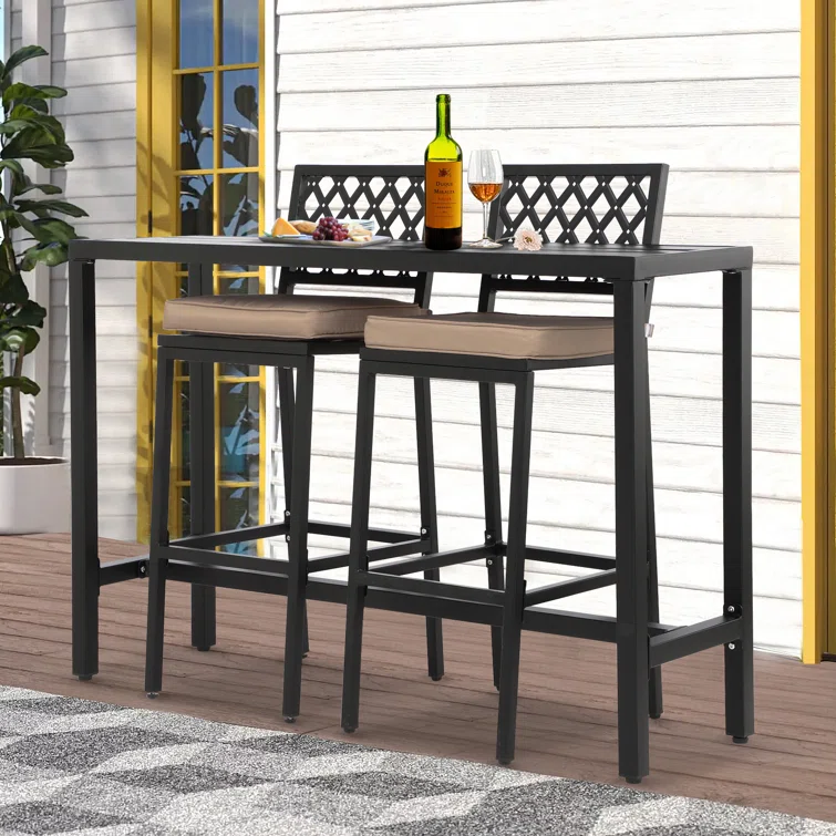 2 - Person Rectangular Outdoor Dining Set with Cushions