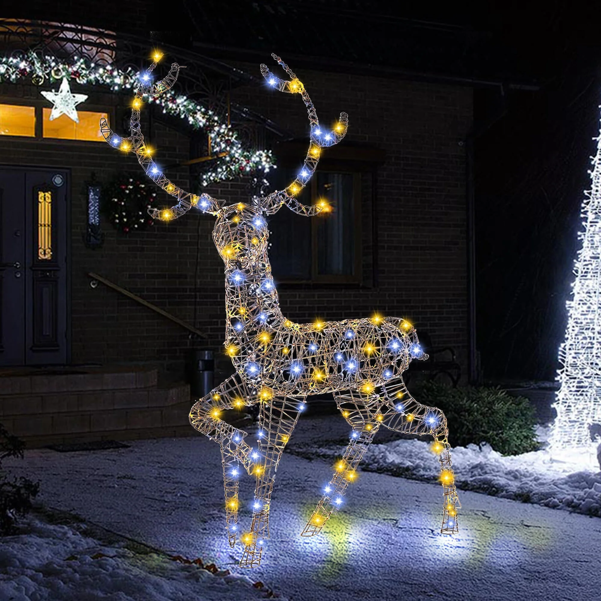 Costway 4.6 FT Pre-Lit Christmas Reindeer with 170 Bright LED Lights - See Details