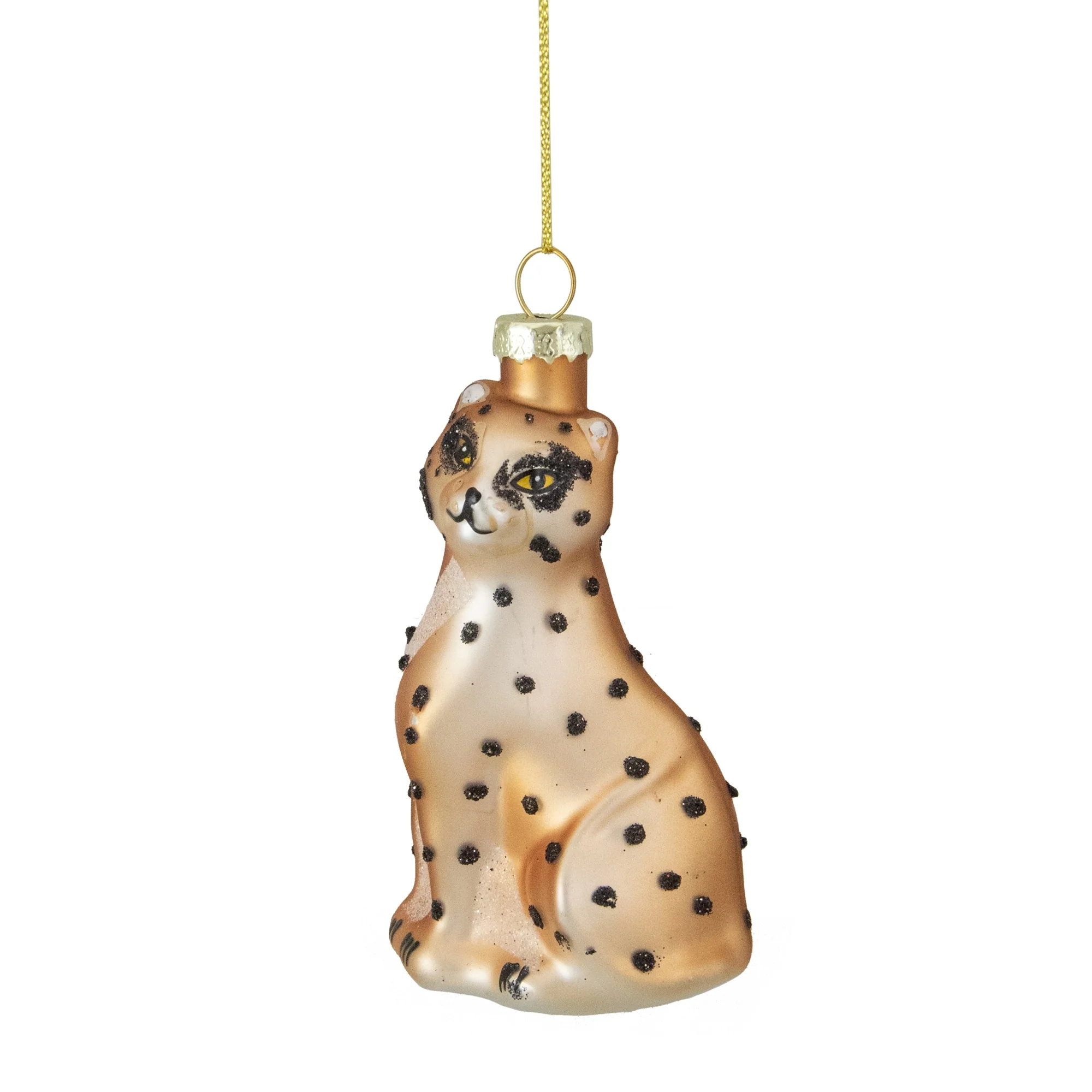 Standing Leopard Glass Christmas Ornament - 4