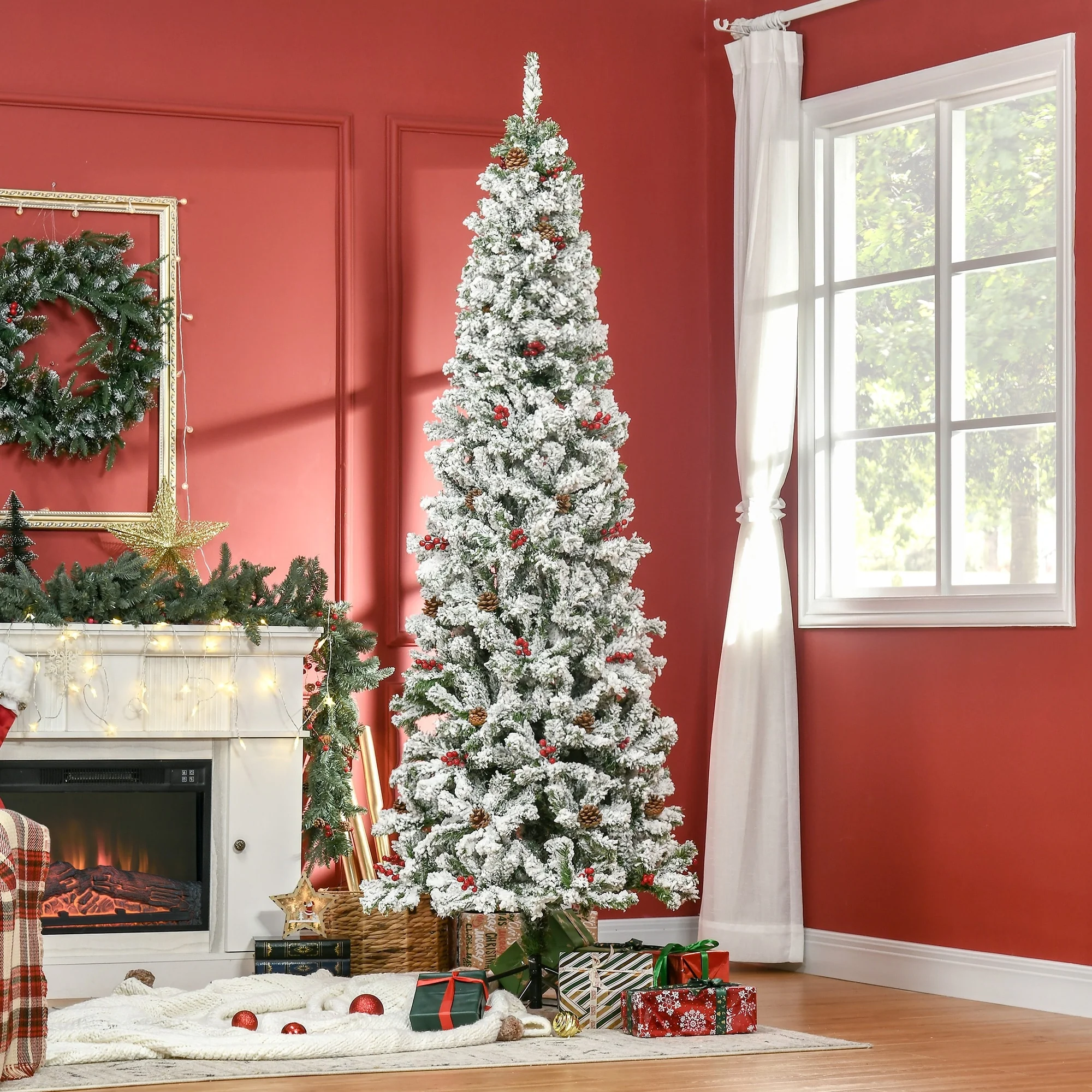 Pencil Snow Flocked Artificial Christmas Tree