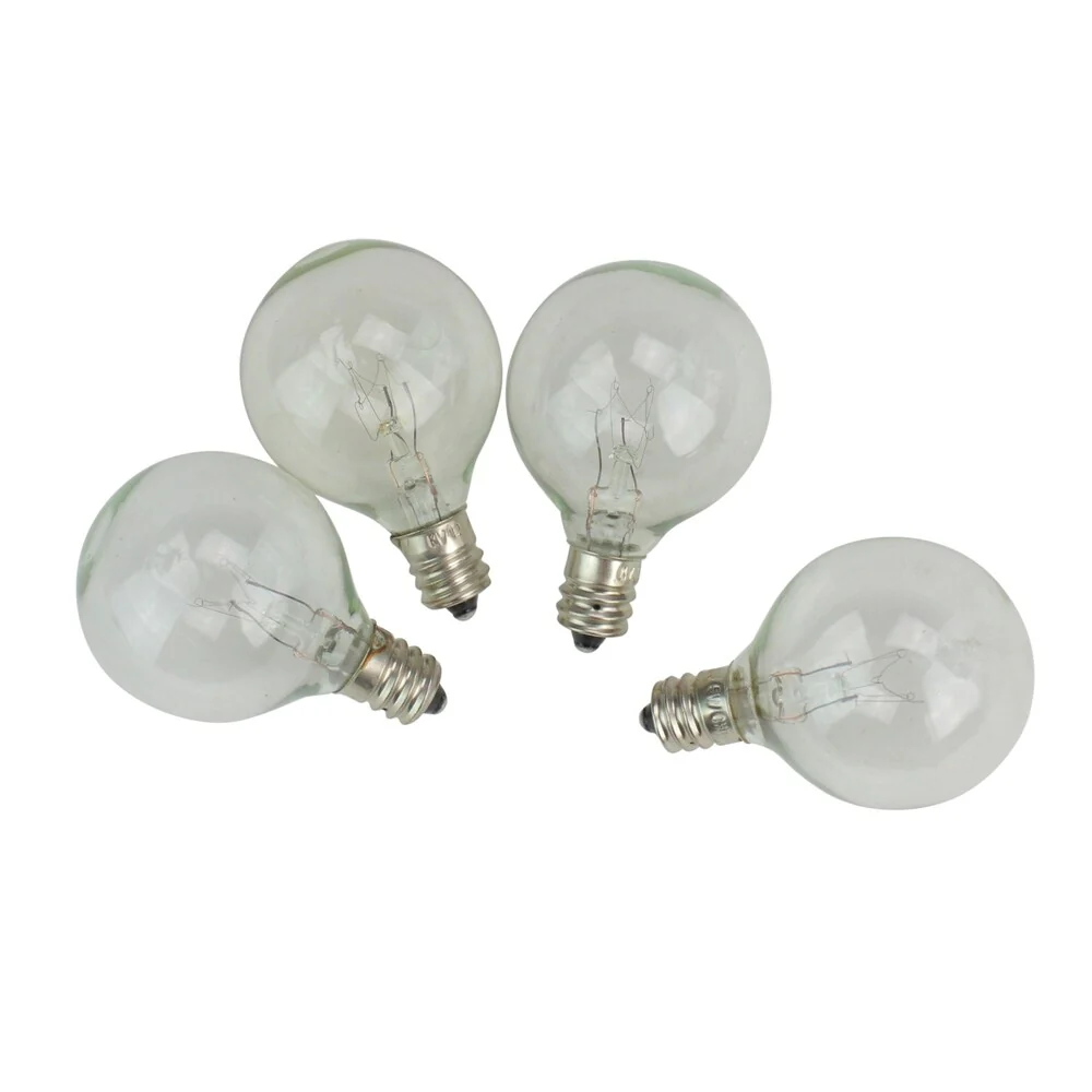 Pack of 4 Transparent Clear G40 Globe Xmas Replacement Light Bulbs