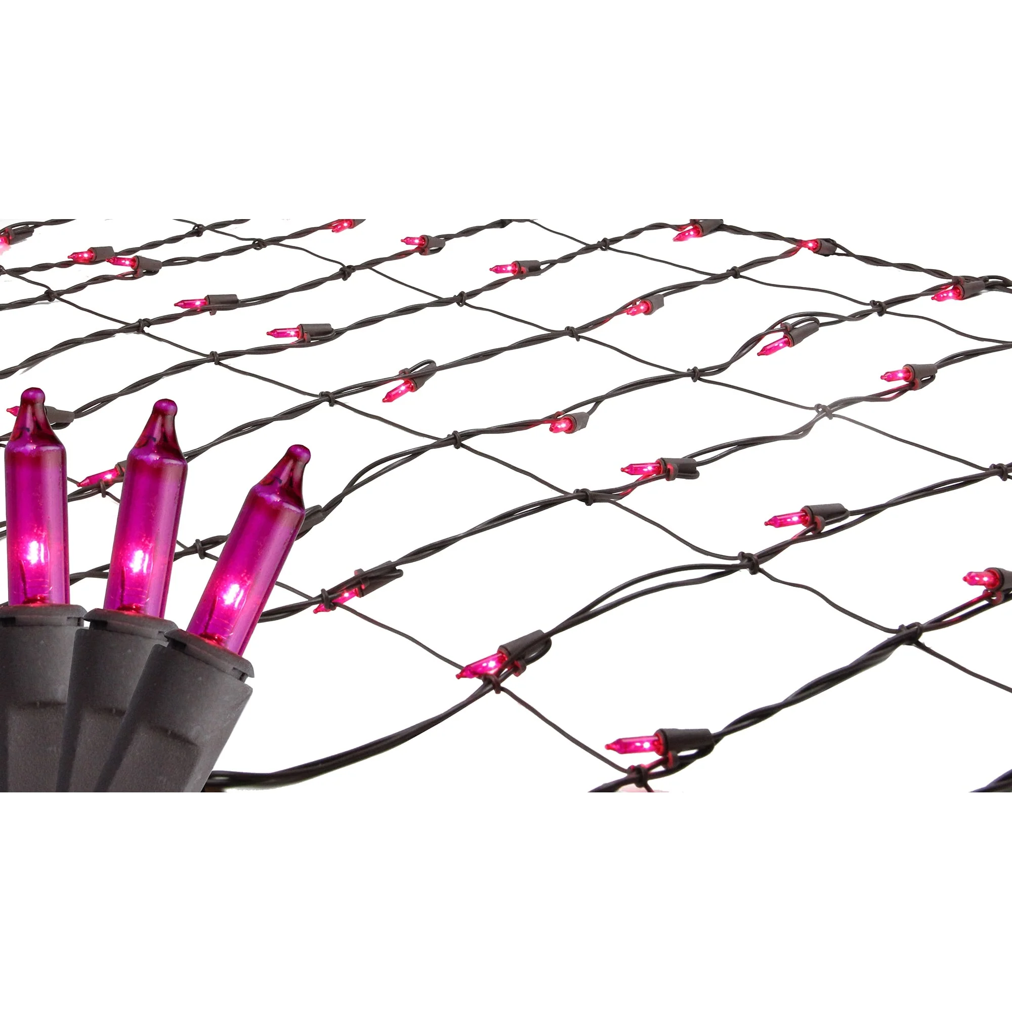 2'x8' Pink Mini Net Style Tree Trunk Wrap Net Lights Brown Wire