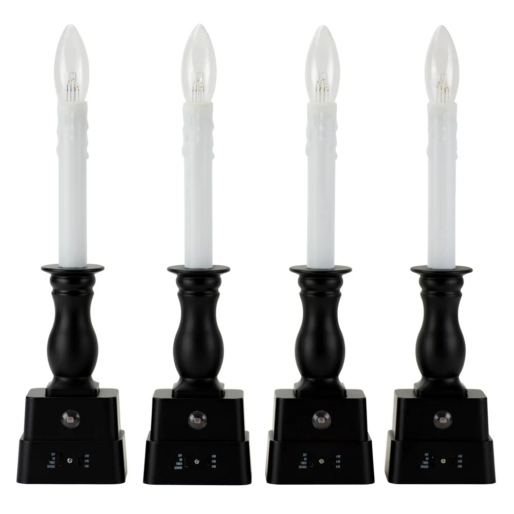 Telescoping Battery Flameless LED Window Candles with Timer, Set of 4
