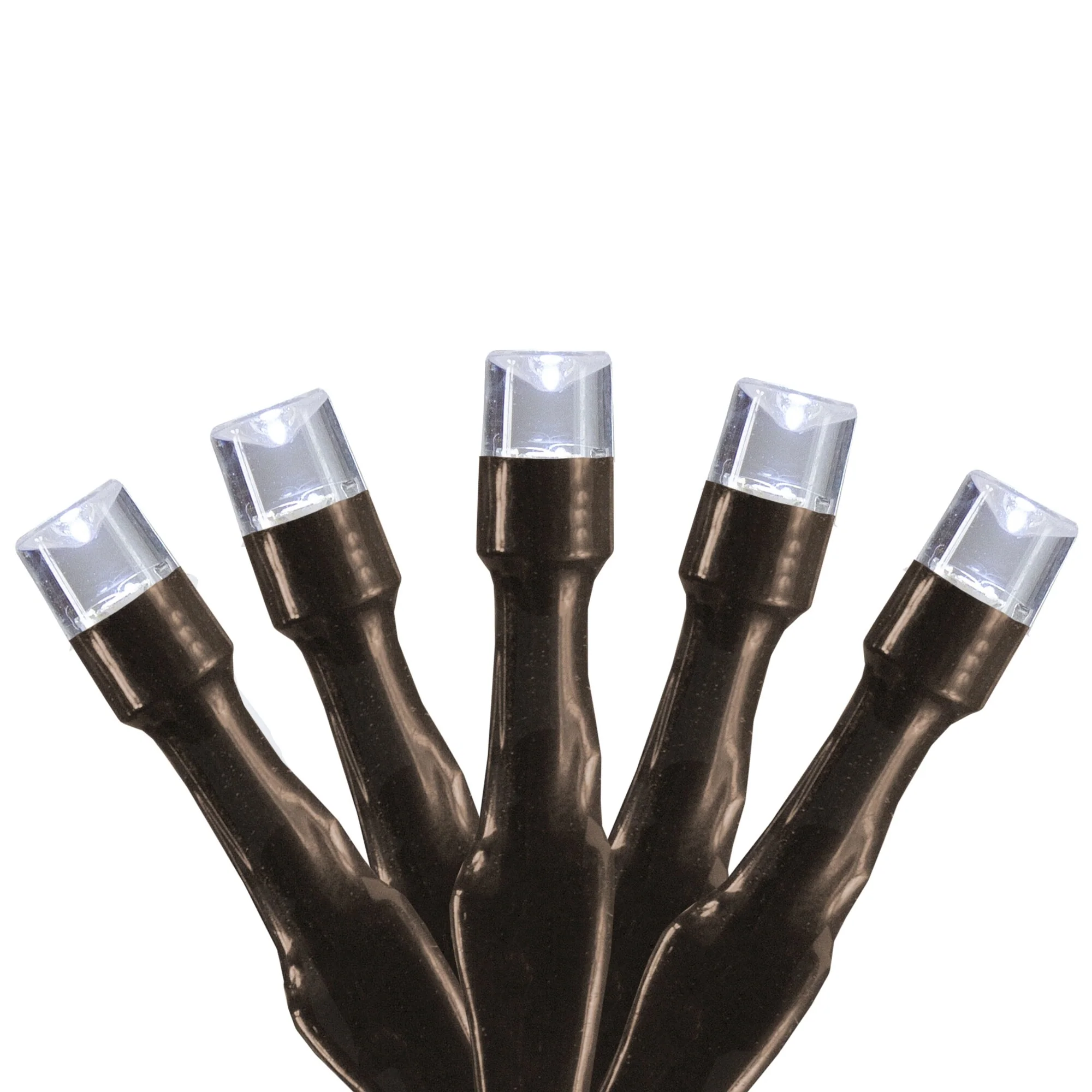 10 B/O Pure White LED Wide Angle Christmas Lights - 3 ft Brown Wire