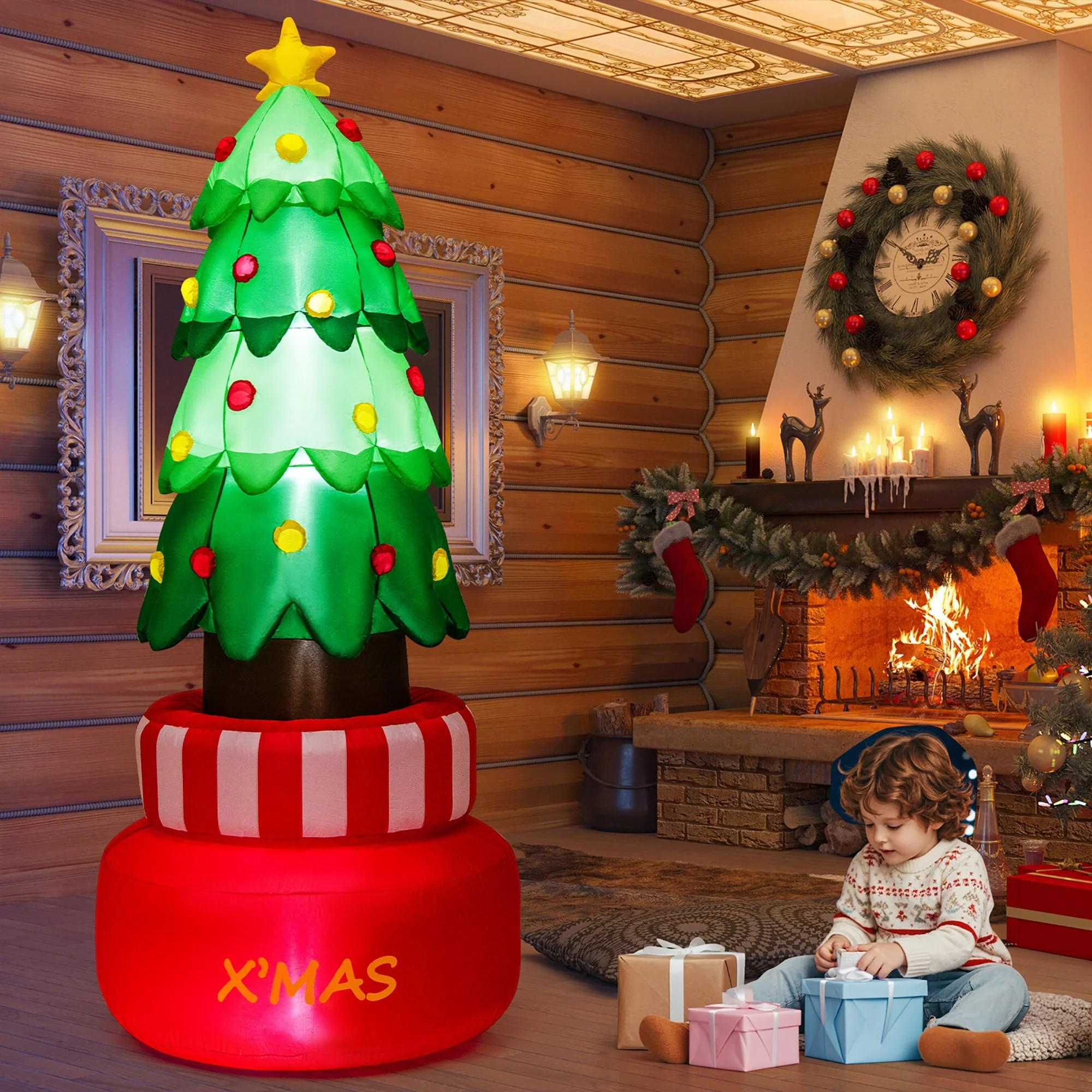 Gymax 8FT Tall Christmas Inflatables LED Lighted Xmas Inflatable - See Details