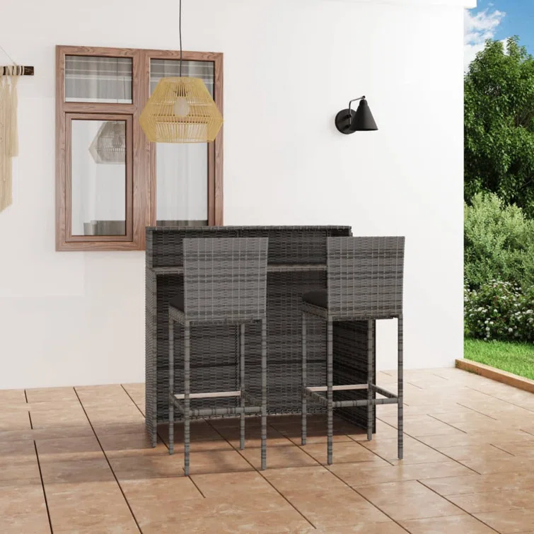 Patio Bar Table and Stools with Cushions