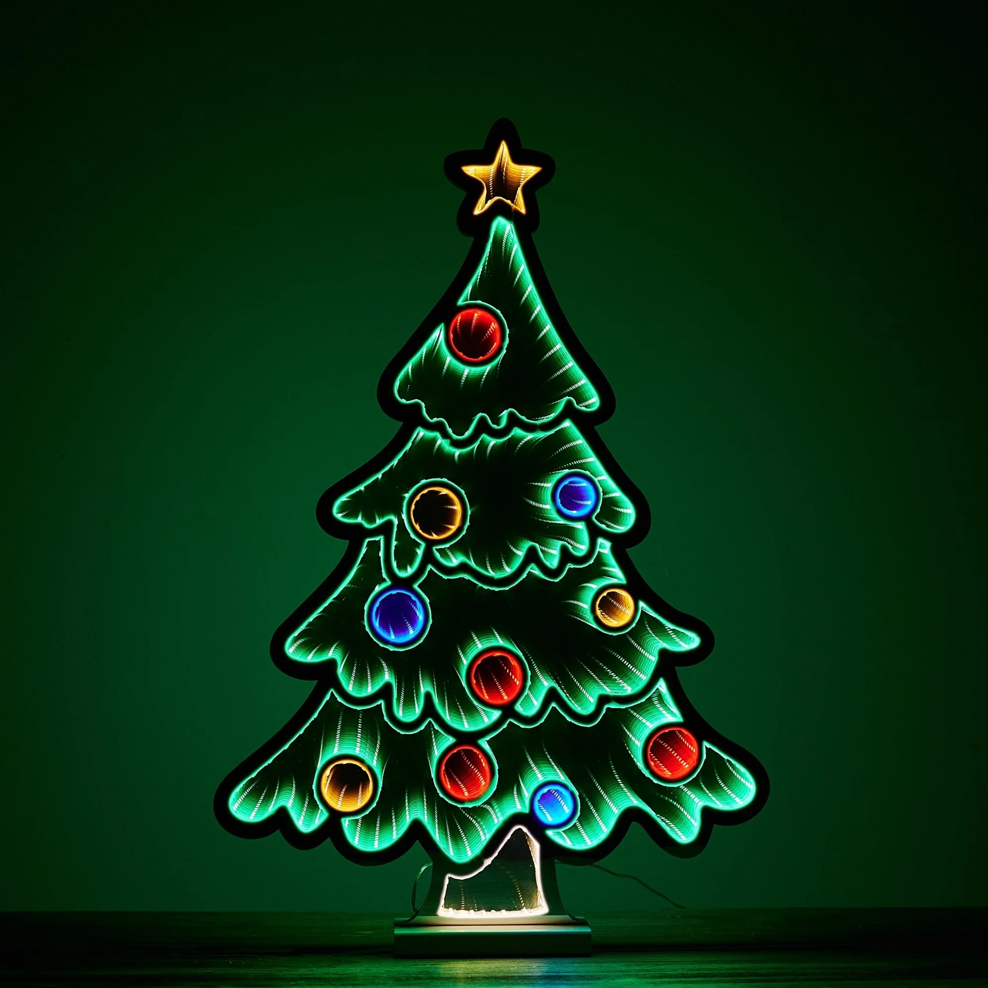 LED Lighted 3D Christmas Tree Infinity Mirror - 25