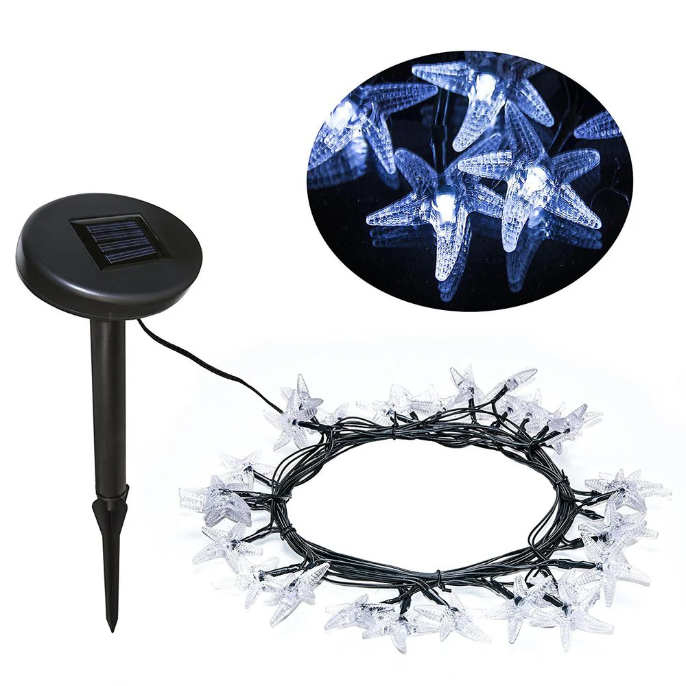 ALEKO Solar 30 LED White Starfish Christmas Holiday Light Lot of 2