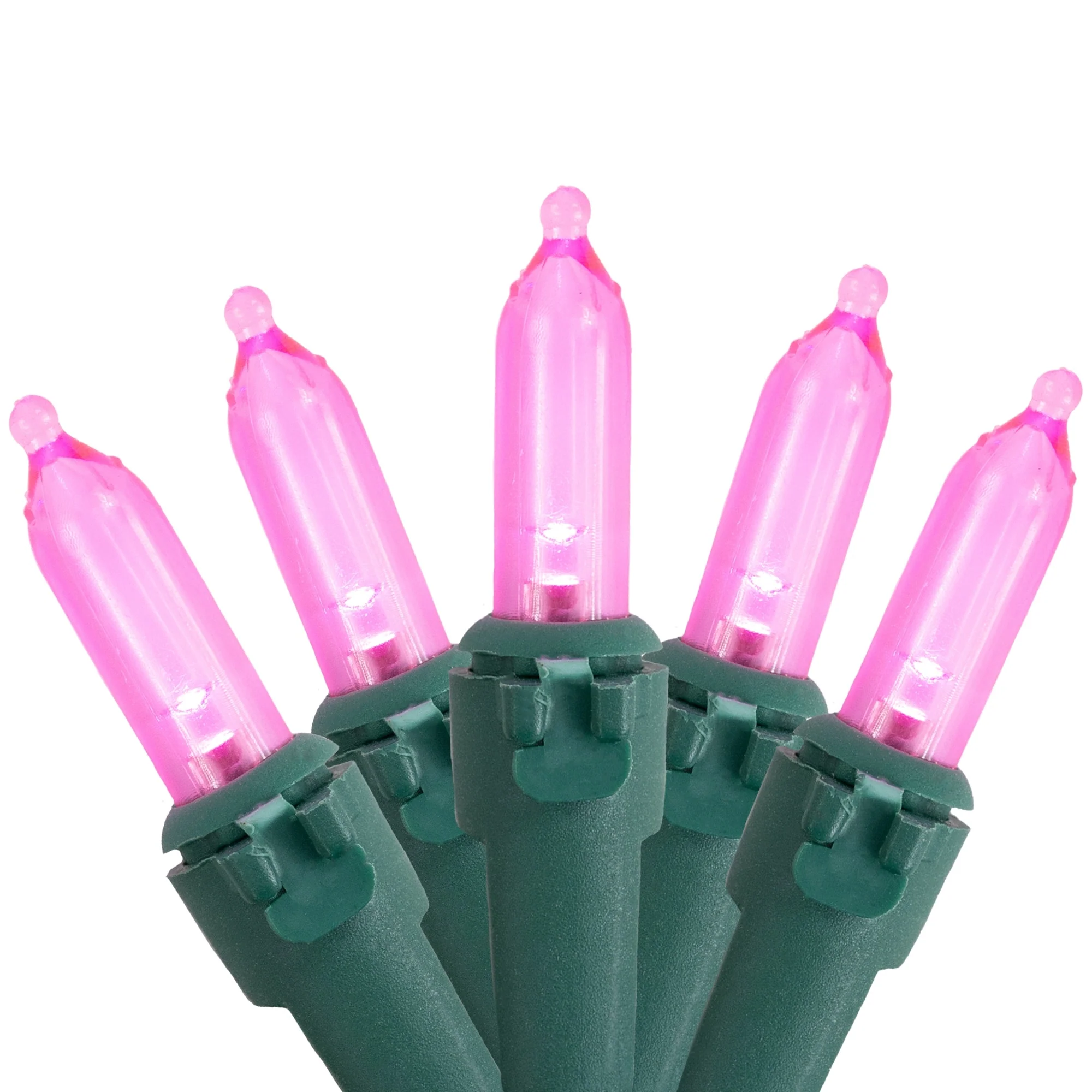 100ct Pink LED Mini Christmas Lights, 33ft Green Wire