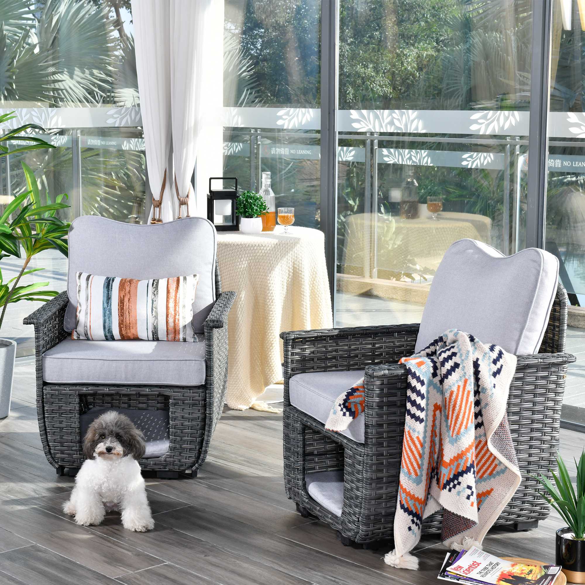 Ovios Patio Chairs *2 Pieces ,Multifunctional Storage,Pet Serie