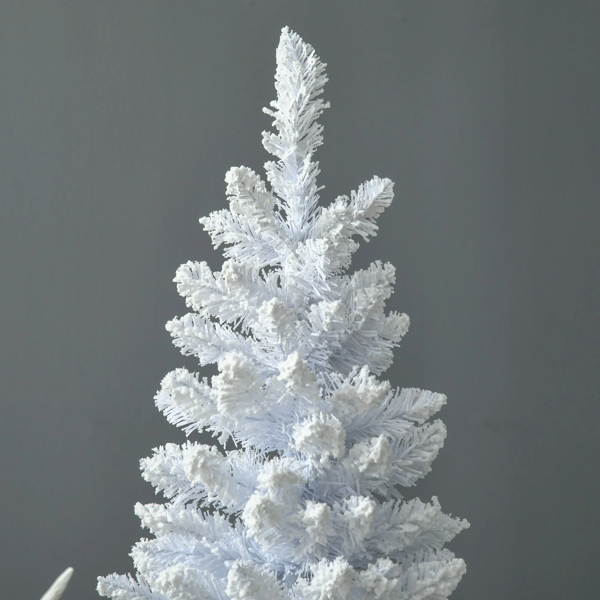 7' Tall Snow-Flocked Slim Pencil Tree, Realistic White Artificial Christmas Tree for Indoor Decor