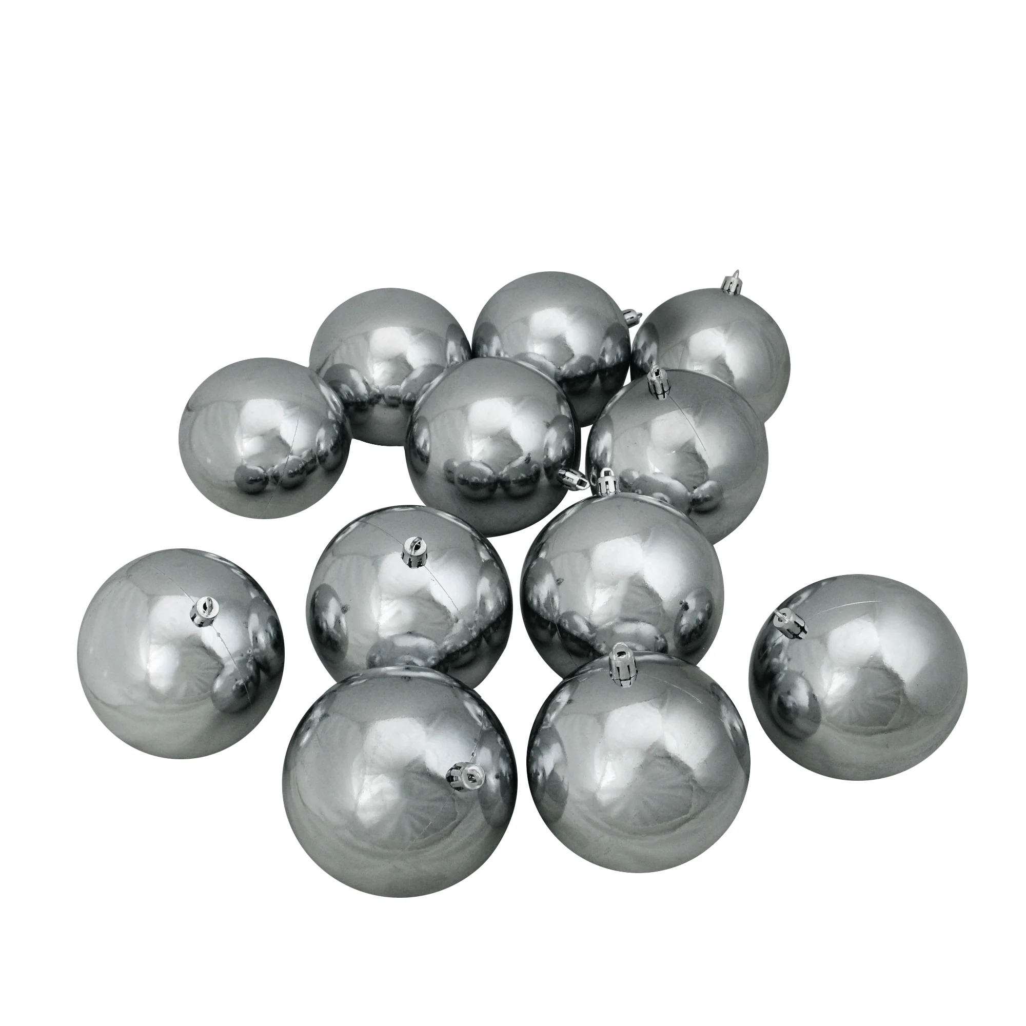 12ct Pewter Gray Shatterproof Shiny Christmas Ball Ornaments 4