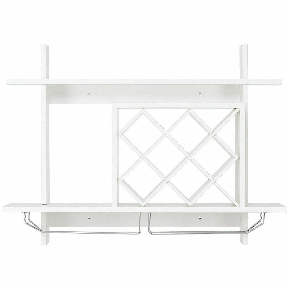 Wall Mount Wine Rack Organizer with Glass Holder Storage Shelf