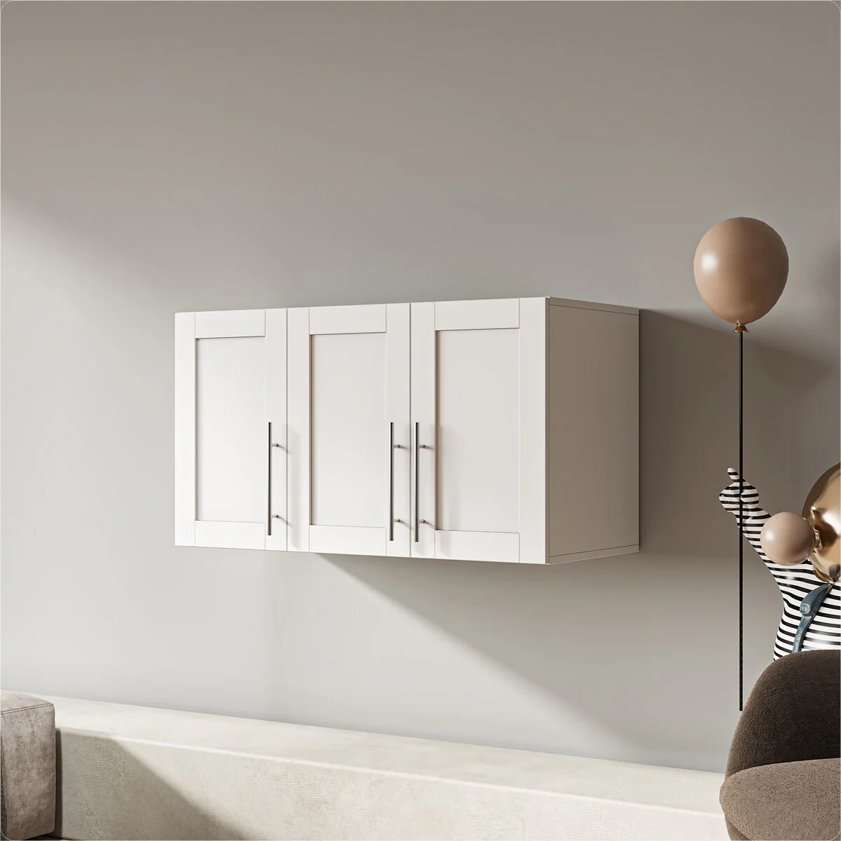 Stackable Wood Wall Mounted Storage Cabinet,White
