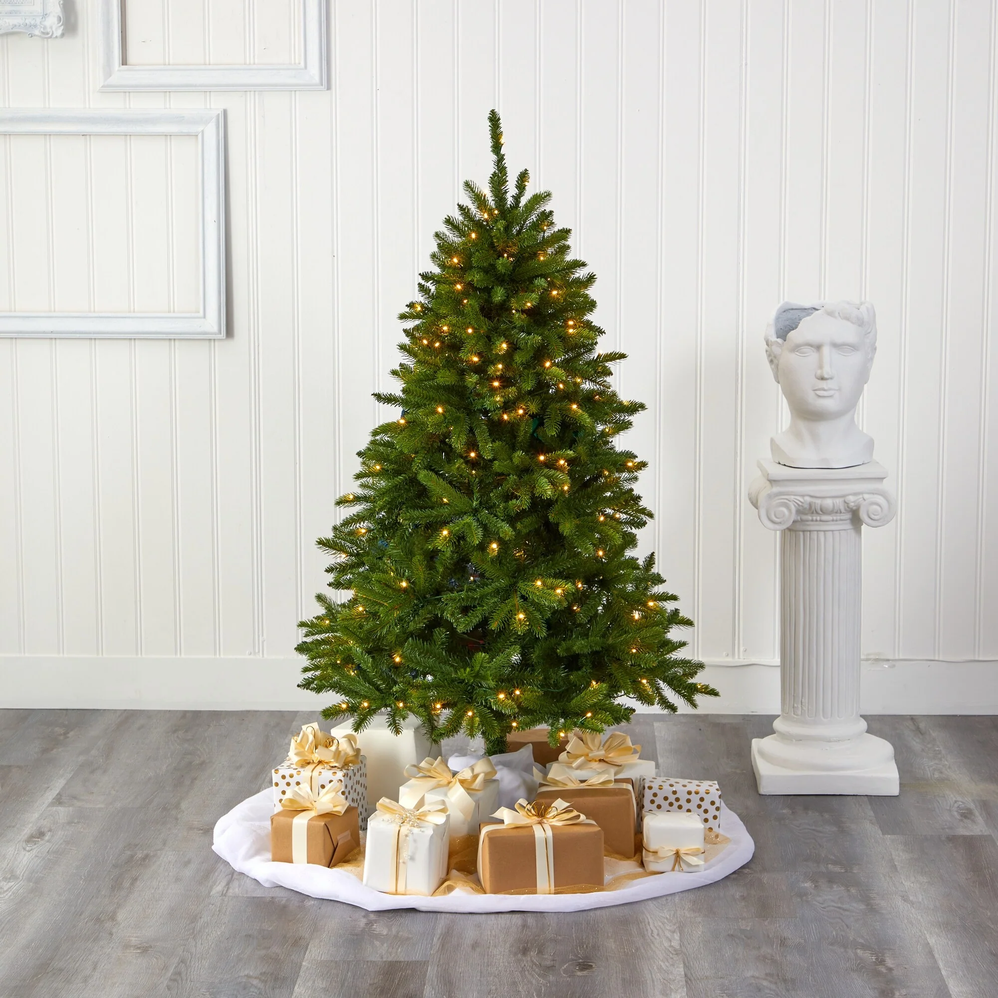 8' Pre-Lit Wellington Spruce Artificial Christmas Tree, Clear LED Lights - 8 Foot