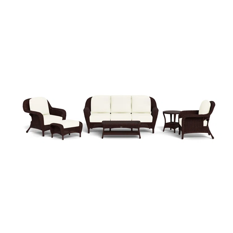 Sea Pines Wicker/Rattan 5 - Person Seating Group with Cushions