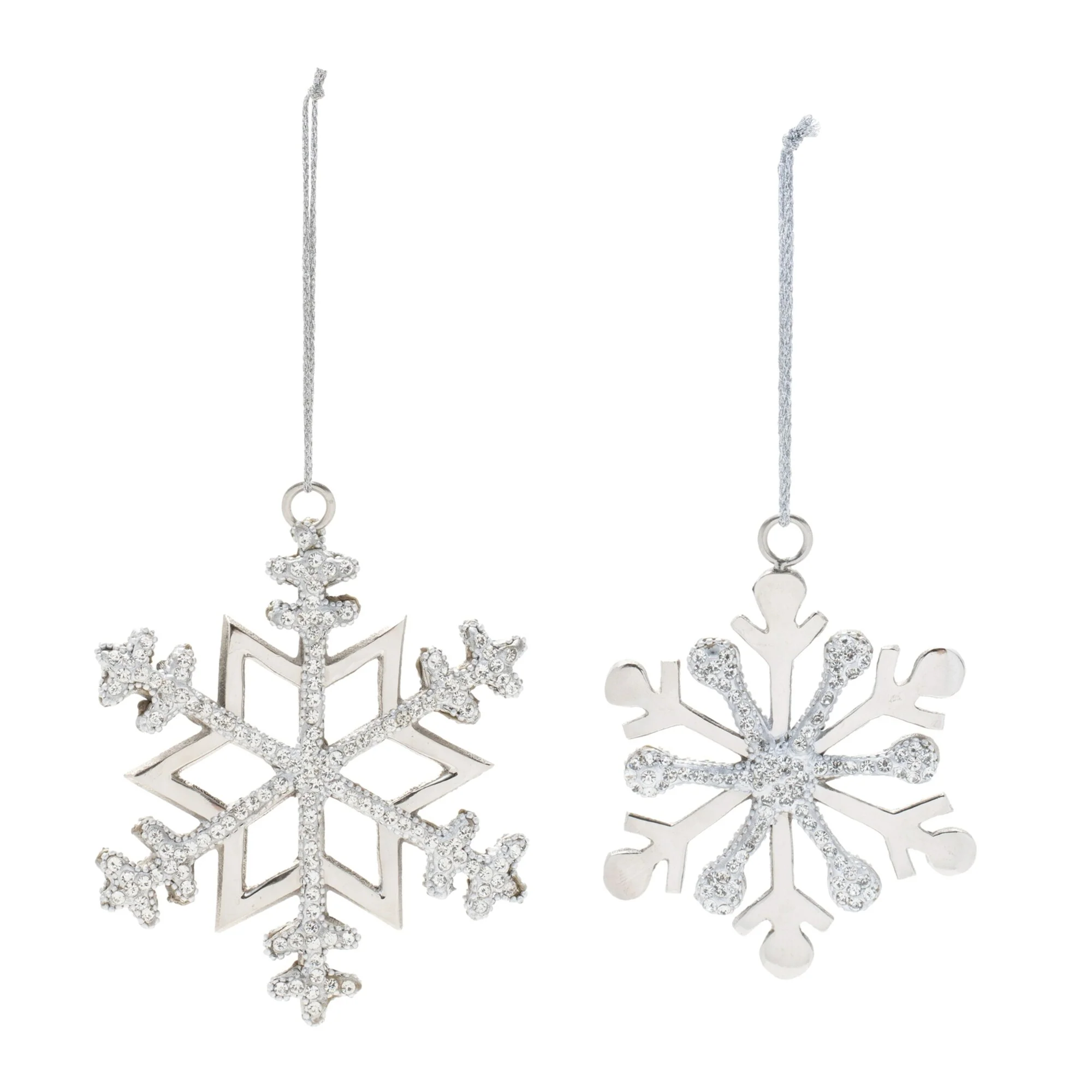 Jewel and Beaded Aluminum Snowflake Christmas Ornaments - 5.75