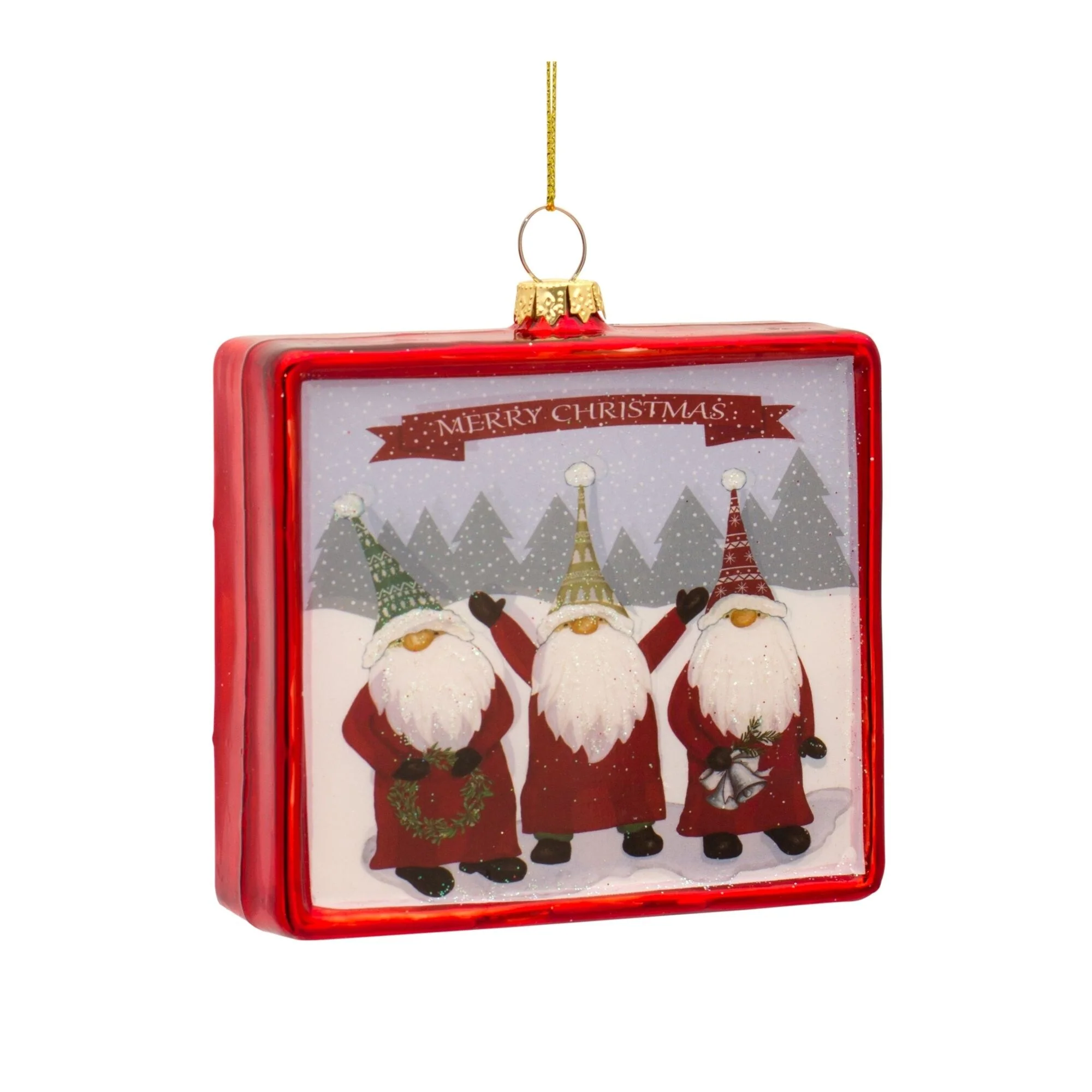Set of 12 Gnome Rectangular Christmas Ornaments 4