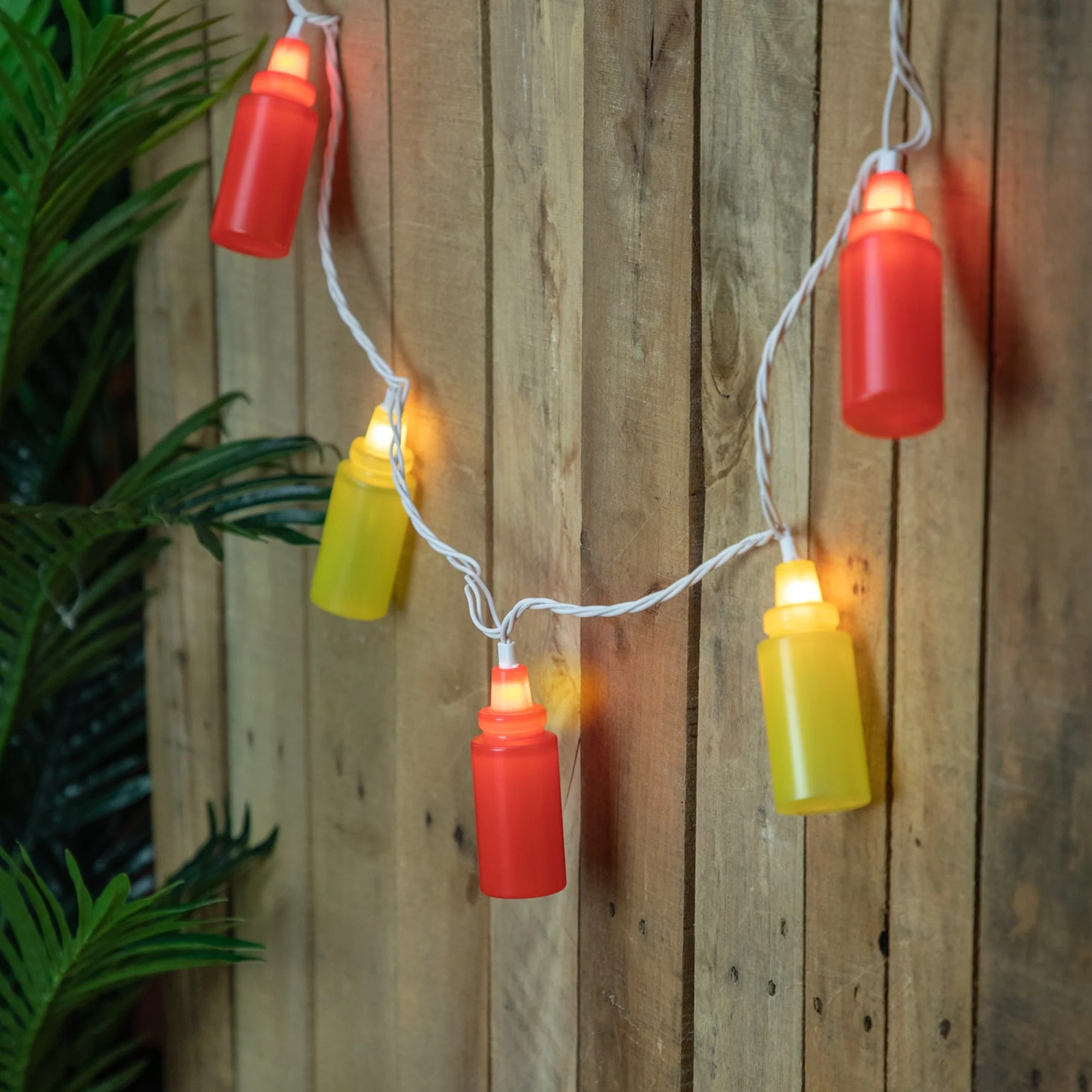 Ketchup Mustard Squeeze Bottles Patio Light Set - 6' White Wire - 10ct