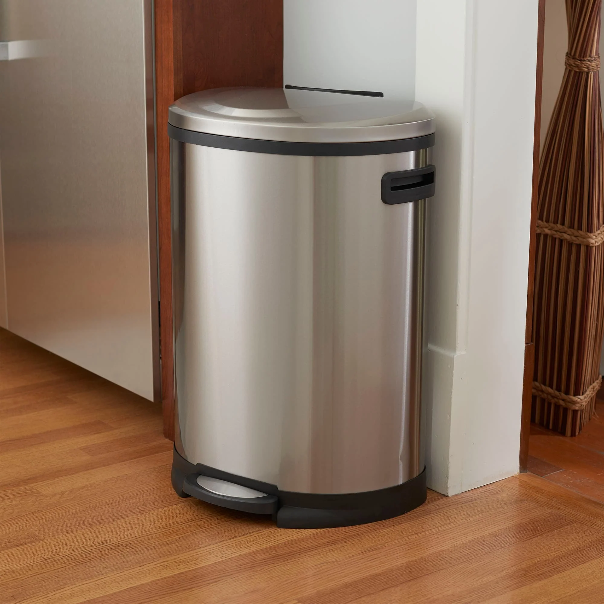 Household Essentials Stainless Steel Step Trash Can with Plastic Liner