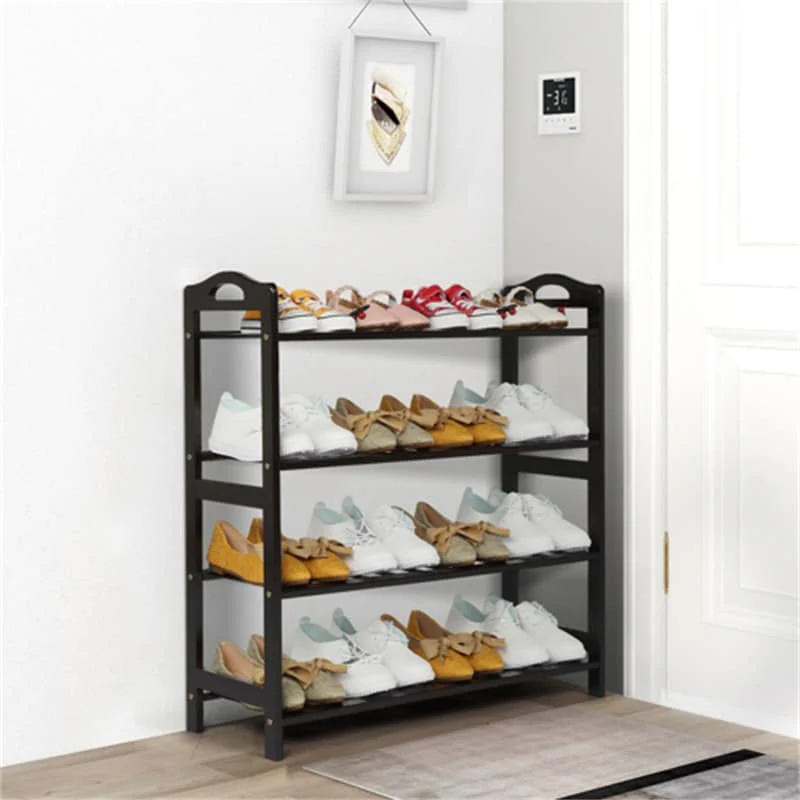 Concise 12-batten Bamboo Shoe Rack - 4-Tier
